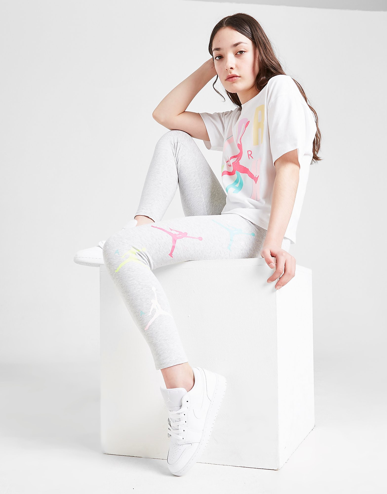 Jordan Girls' Air High Rise Leggings Junior - Grey/Pink - Kids, Grey/Pink