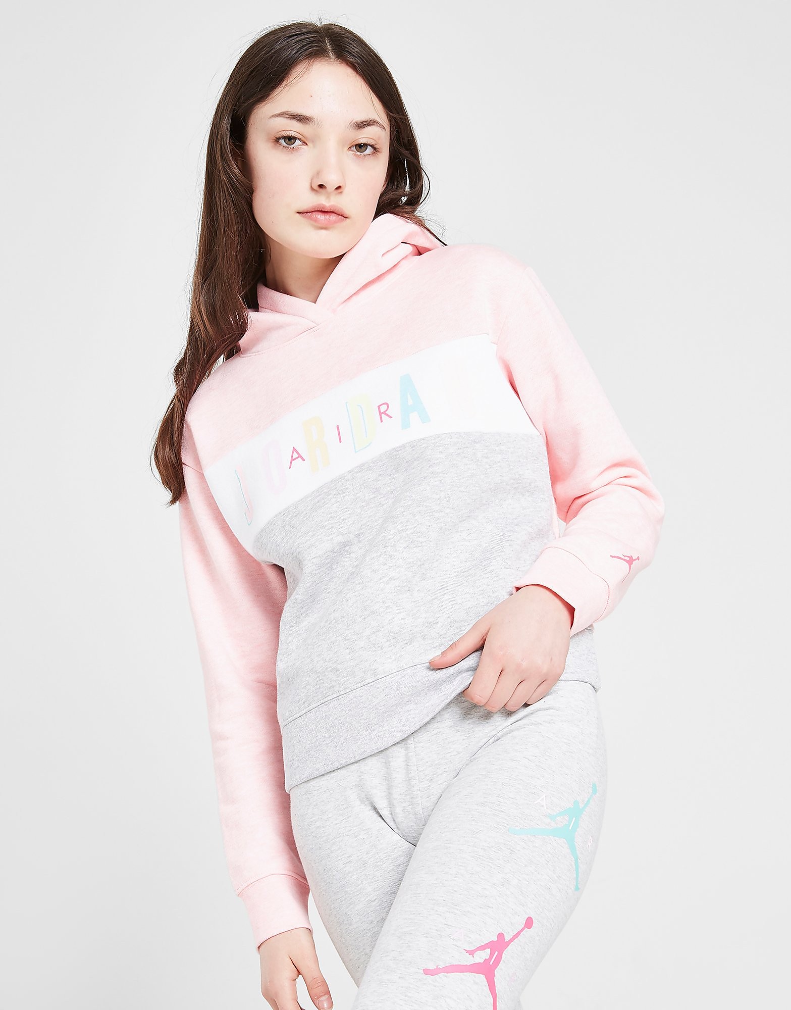 

Jordan Girls' Air Colour Block Crop Hoodie Junior - Pink/Grey - Kids, Pink/Grey