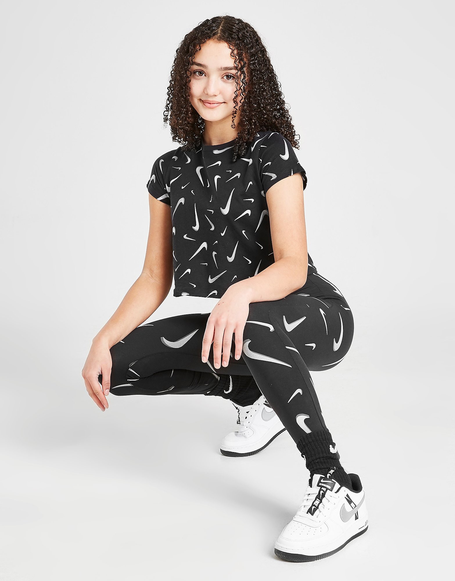 

Nike Girls' Sportswear Crop Swoosh T-Shirt Junior - Black - Kids, Black