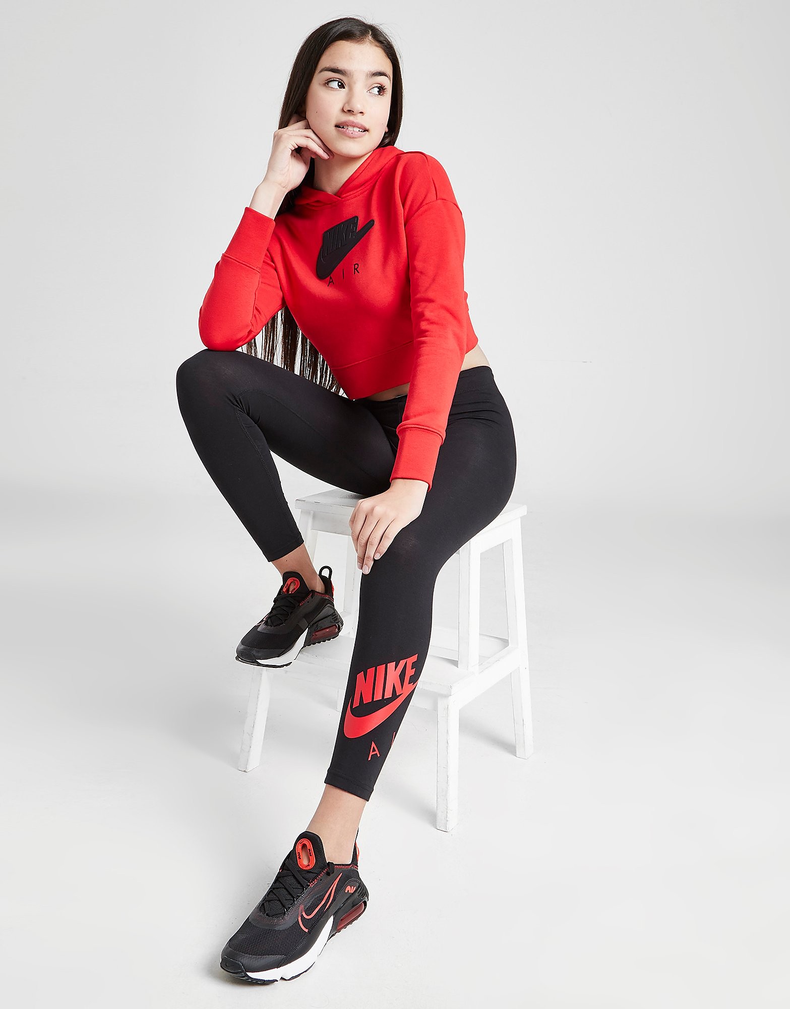 

Nike Girls' Air Favourites Leggings Junior - Black/University Red - Kids, Black/University Red