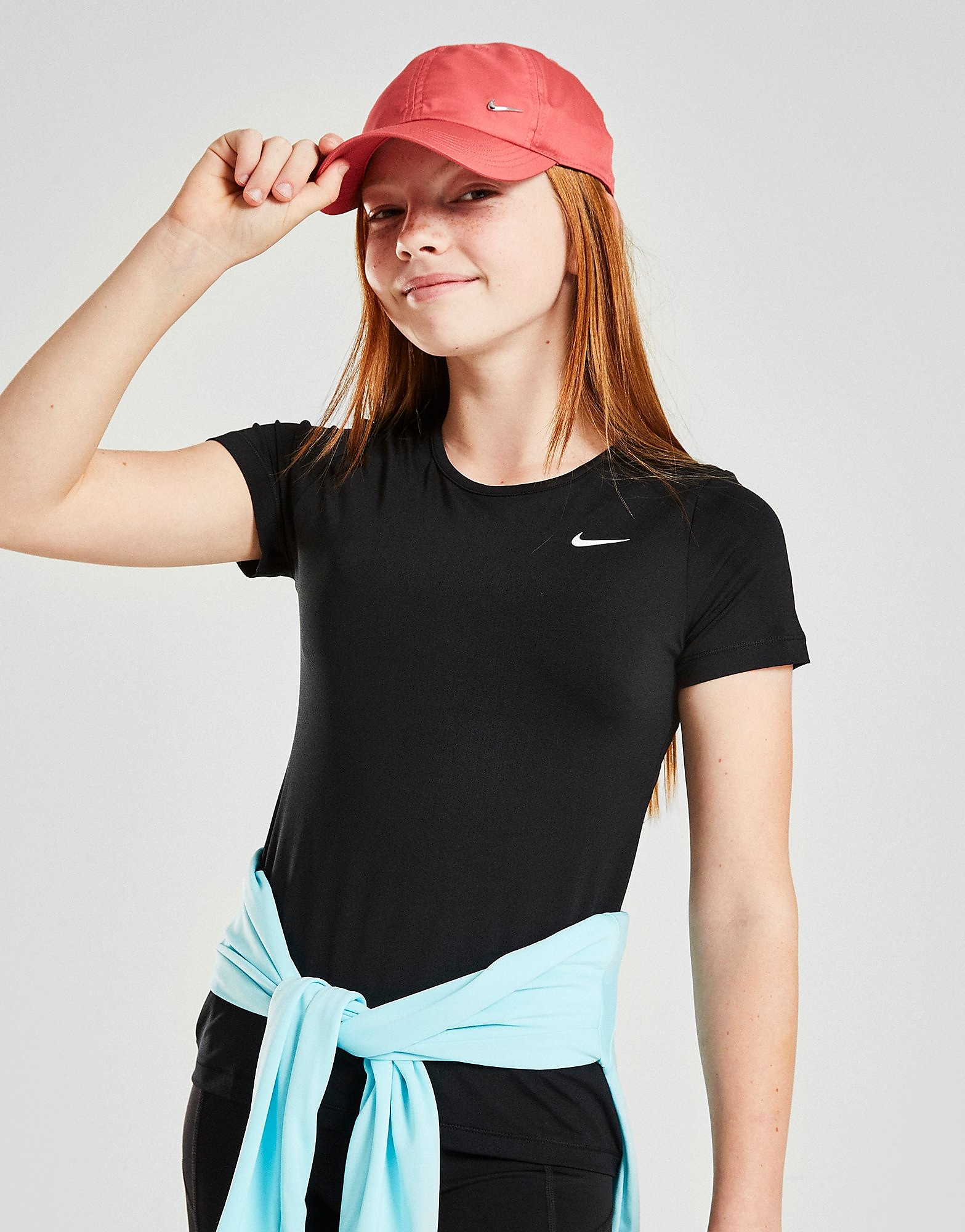 

Nike Girls' Pro T-Shirt Junior - Black/White - Kids, Black/White