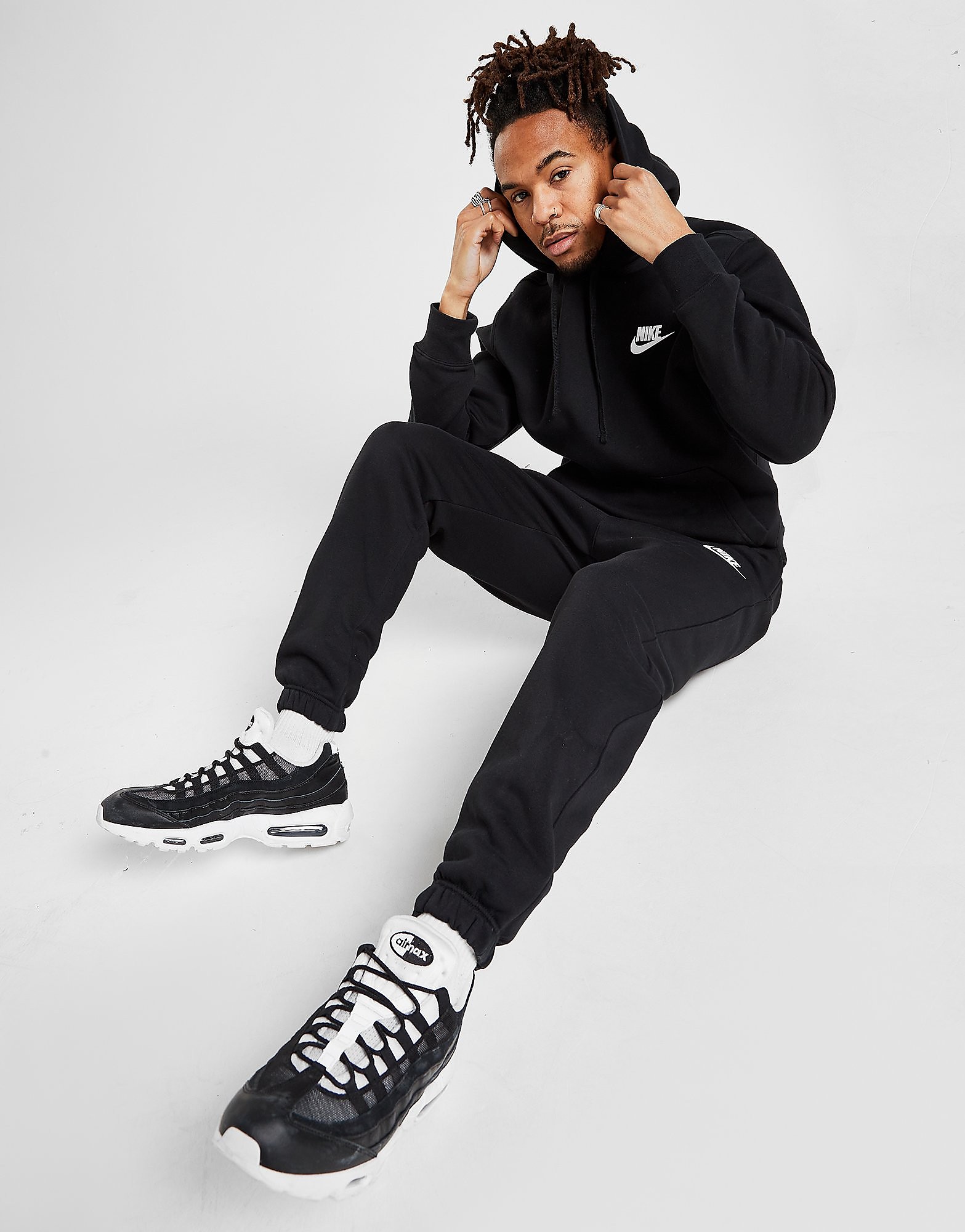 

Nike Fleece Overhead Tracksuit - Black/White - Mens, Black/White