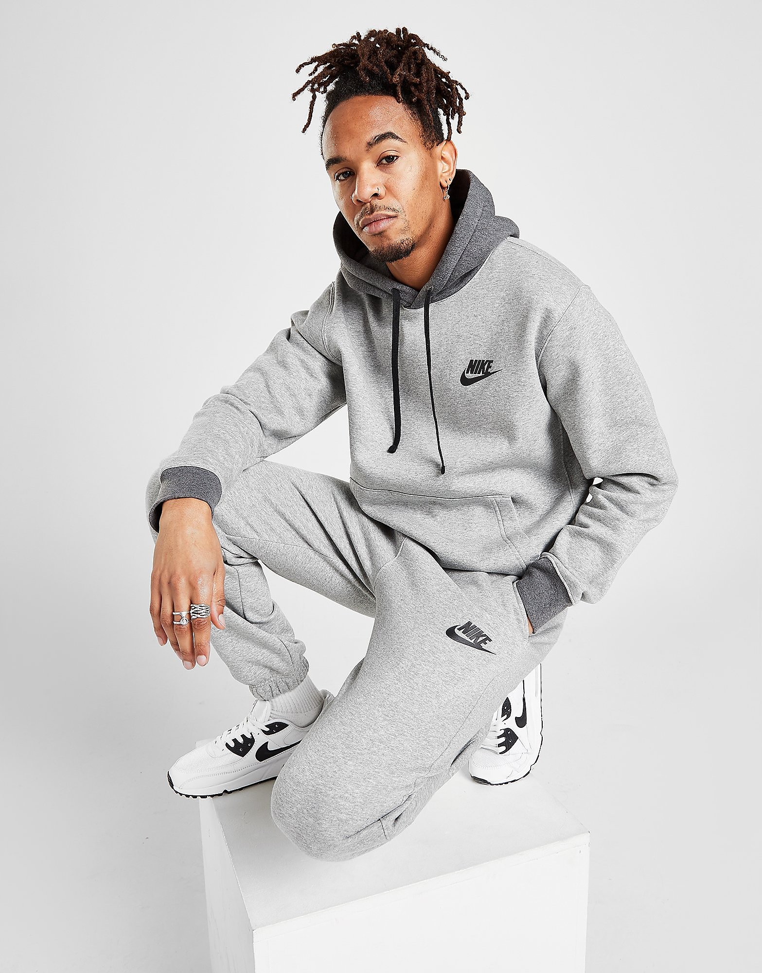 

Nike Fleece Overhead Tracksuit - Dark Grey Heather/Charcoal Heather/Black - Mens, Dark Grey Heather/Charcoal Heather/Black