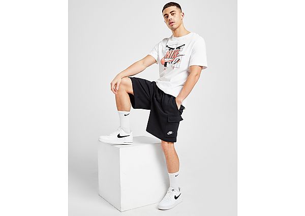 Nike Foundation Fleece Cargo Shorts - Black/Black/White - Mens, Black/Black/White