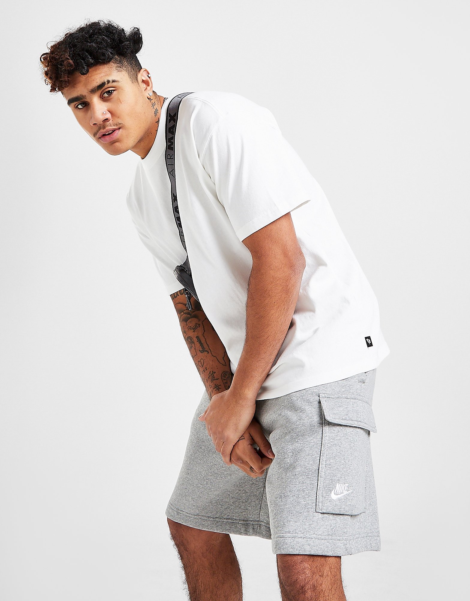 

Nike Foundation Fleece Cargo Shorts - Dark Grey Heather/Matte Silver/White - Mens, Dark Grey Heather/Matte Silver/White