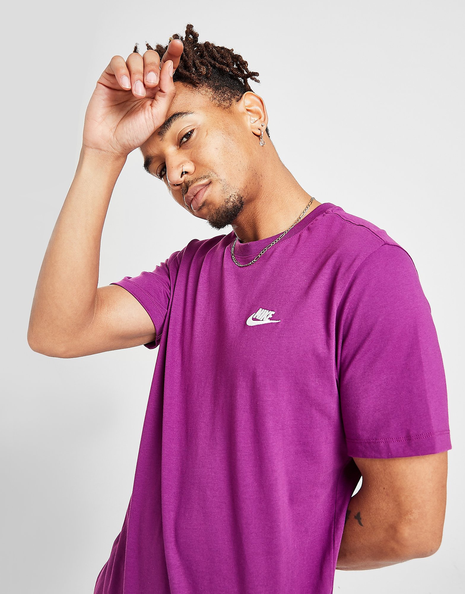 

Nike Club T-Shirt - Purple/White - Mens, Purple/White