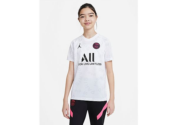 Jordan Maillot Paris Saint Germain Pré Match Junior PRÉCOMMANDE - White/White/White/Black, White/Whi