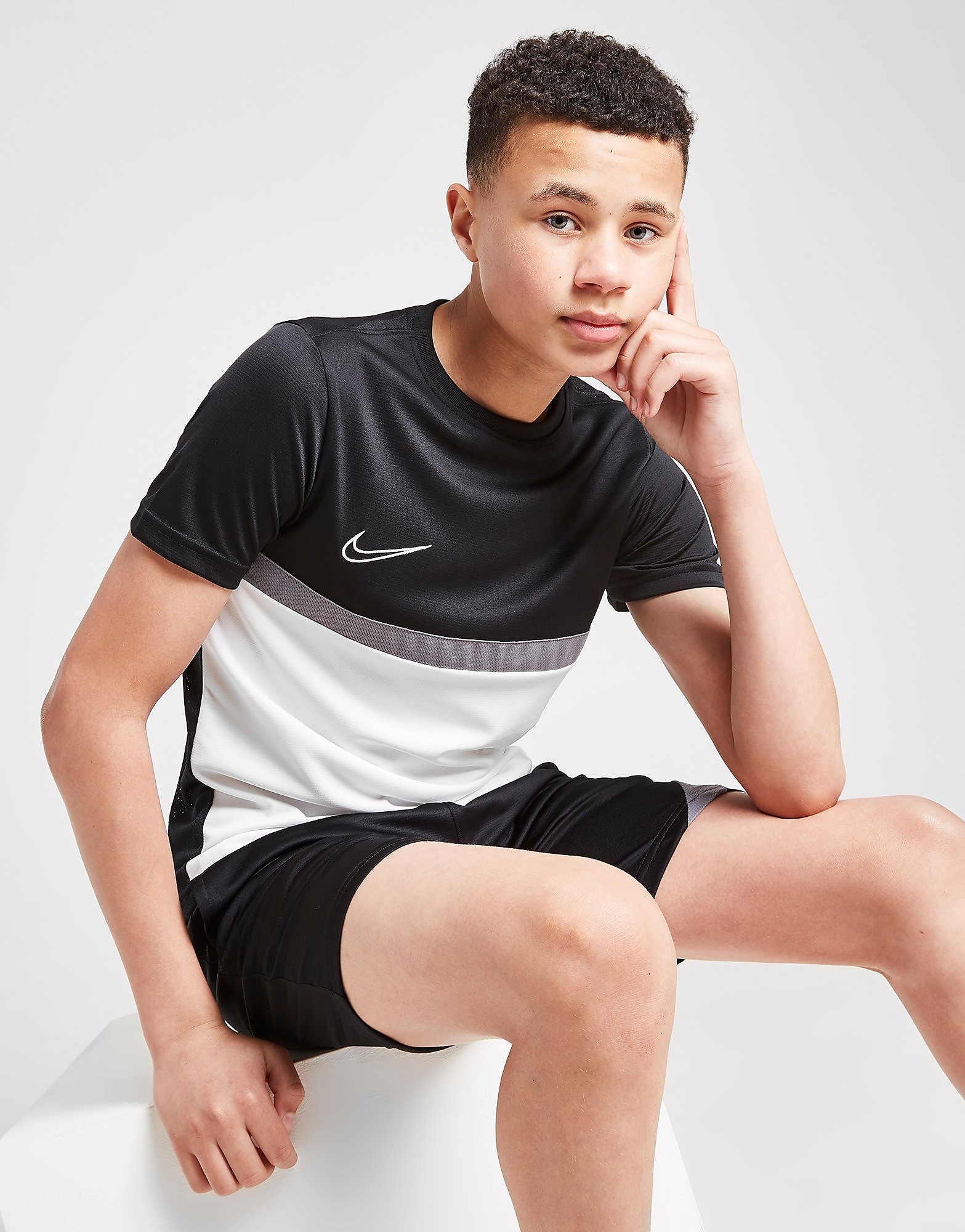 

Nike Academy Colour Block T-Shirt - Only at JD - White/Black/Smoke Grey/White - Kids, White/Black/Smoke Grey/White