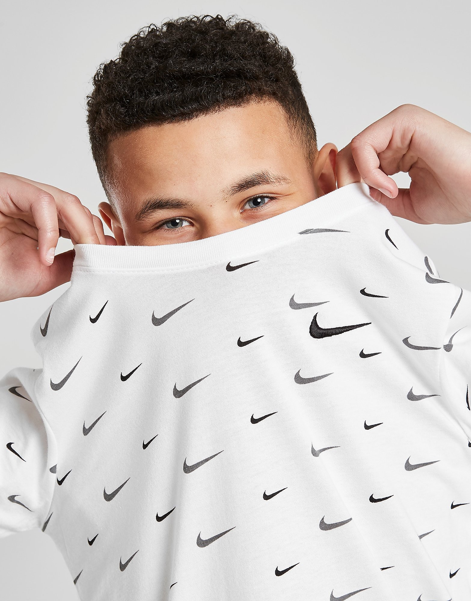 

Nike Swoosh All Over Print T-Shirt Junior - White/Black - Kids, White/Black