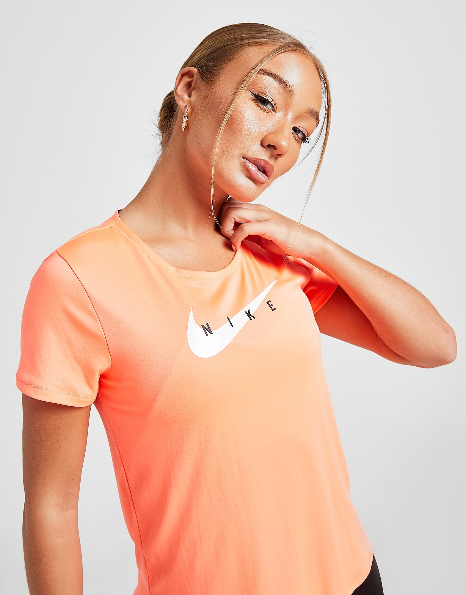 

Nike Running Swoosh Short Sleeve T-Shirt - Only at JD - Bright Mango - Womens, Bright Mango