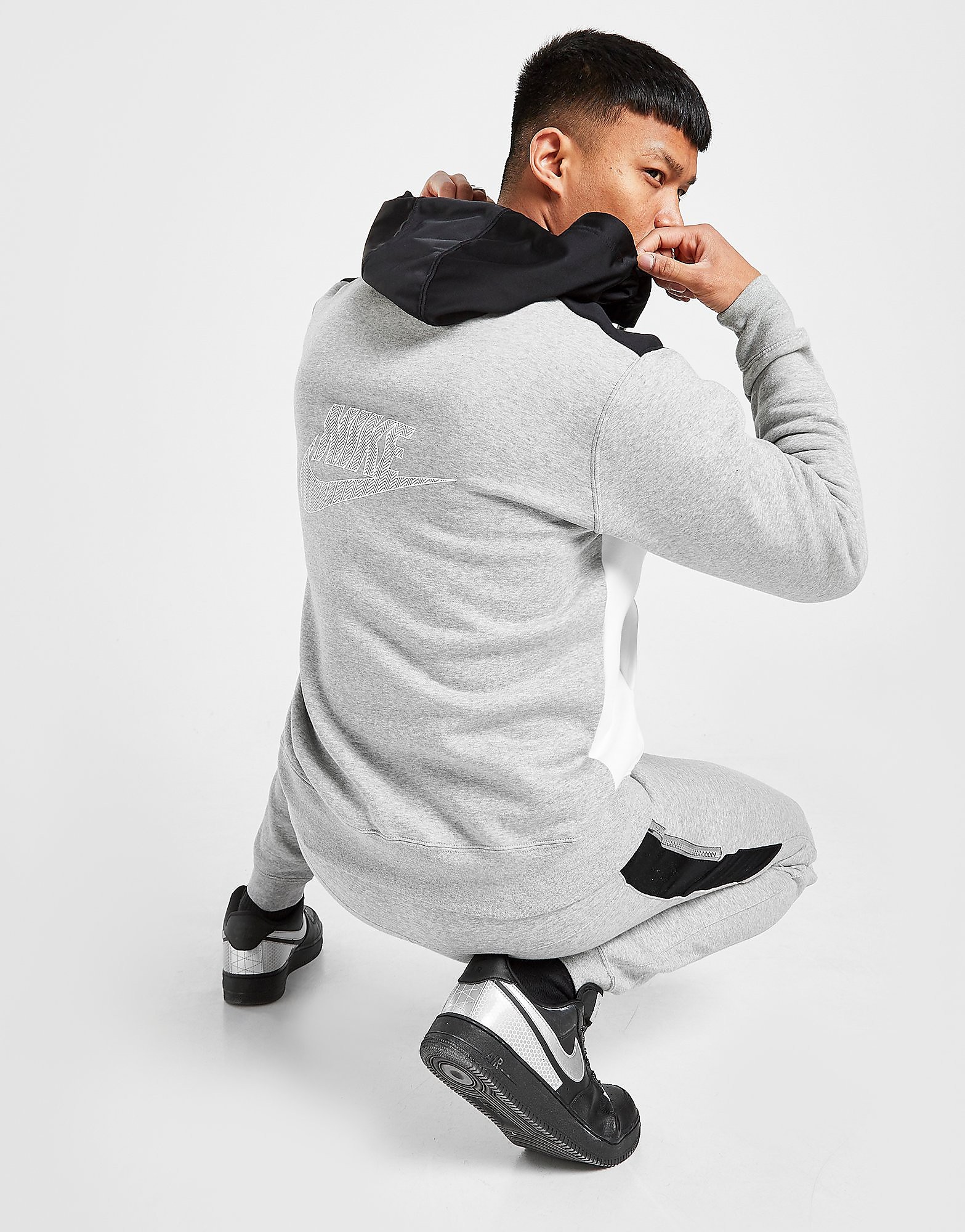 

Nike Hybrid Fleece Full Zip Hoodie - Only at JD - Dark Grey Heather/White/Black/White - Mens, Dark Grey Heather/White/Black/White