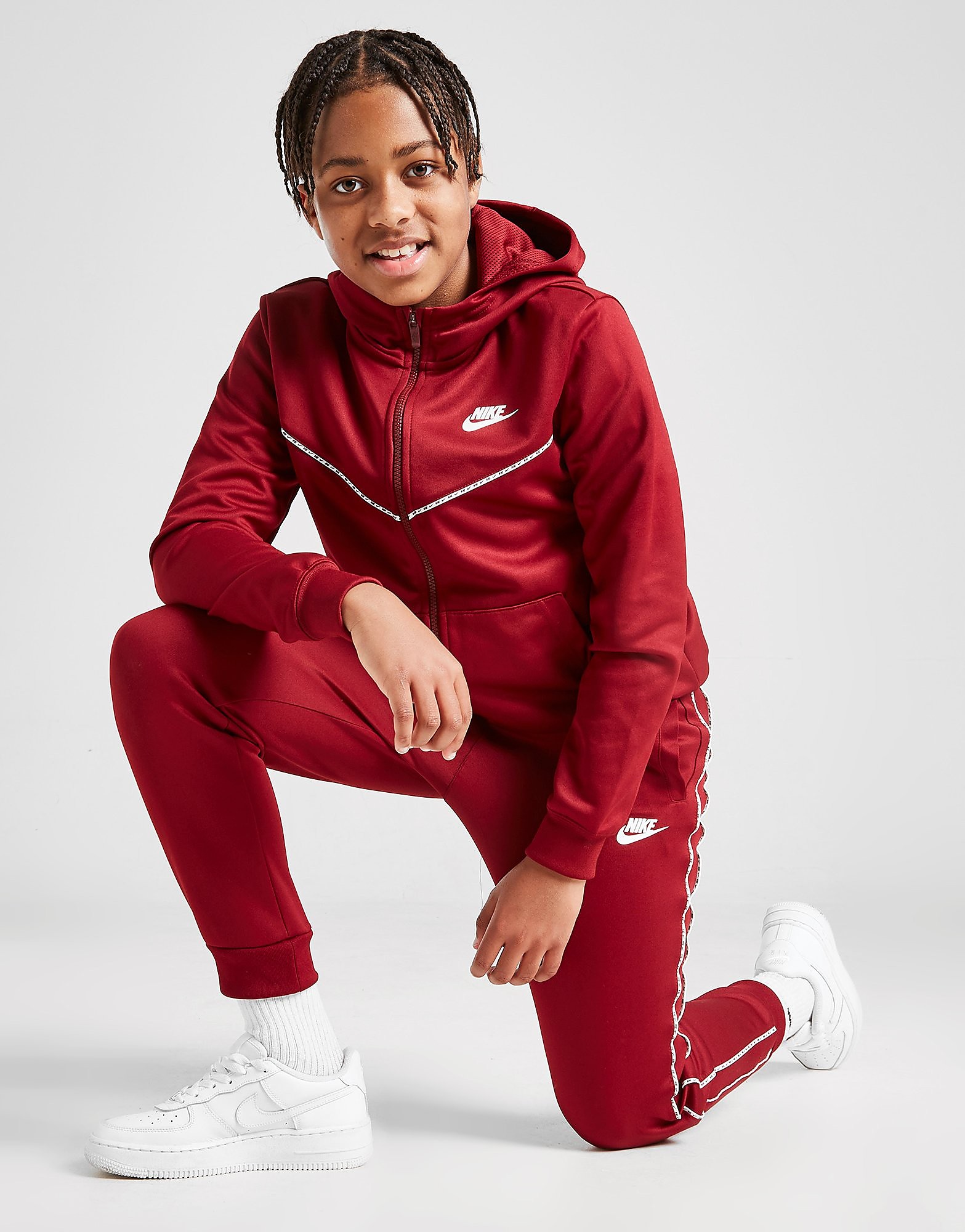 Nike Tape Poly Track Pants Junior - Team Red/White - Kids, Team Red/White