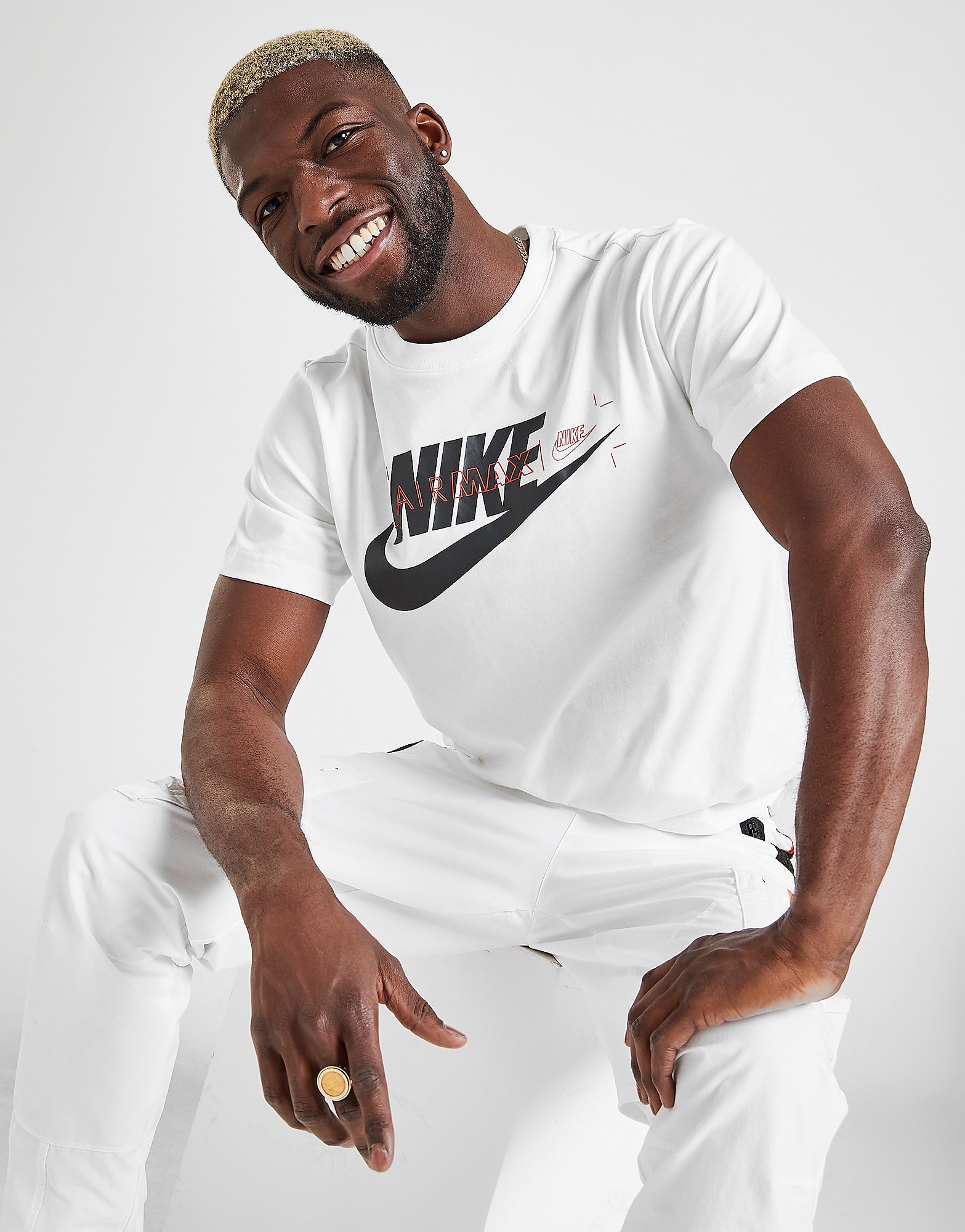 Nike Air Max Short Sleeve T-Shirt - Only at JD - White/Team Orange - Mens, White/Team Orange