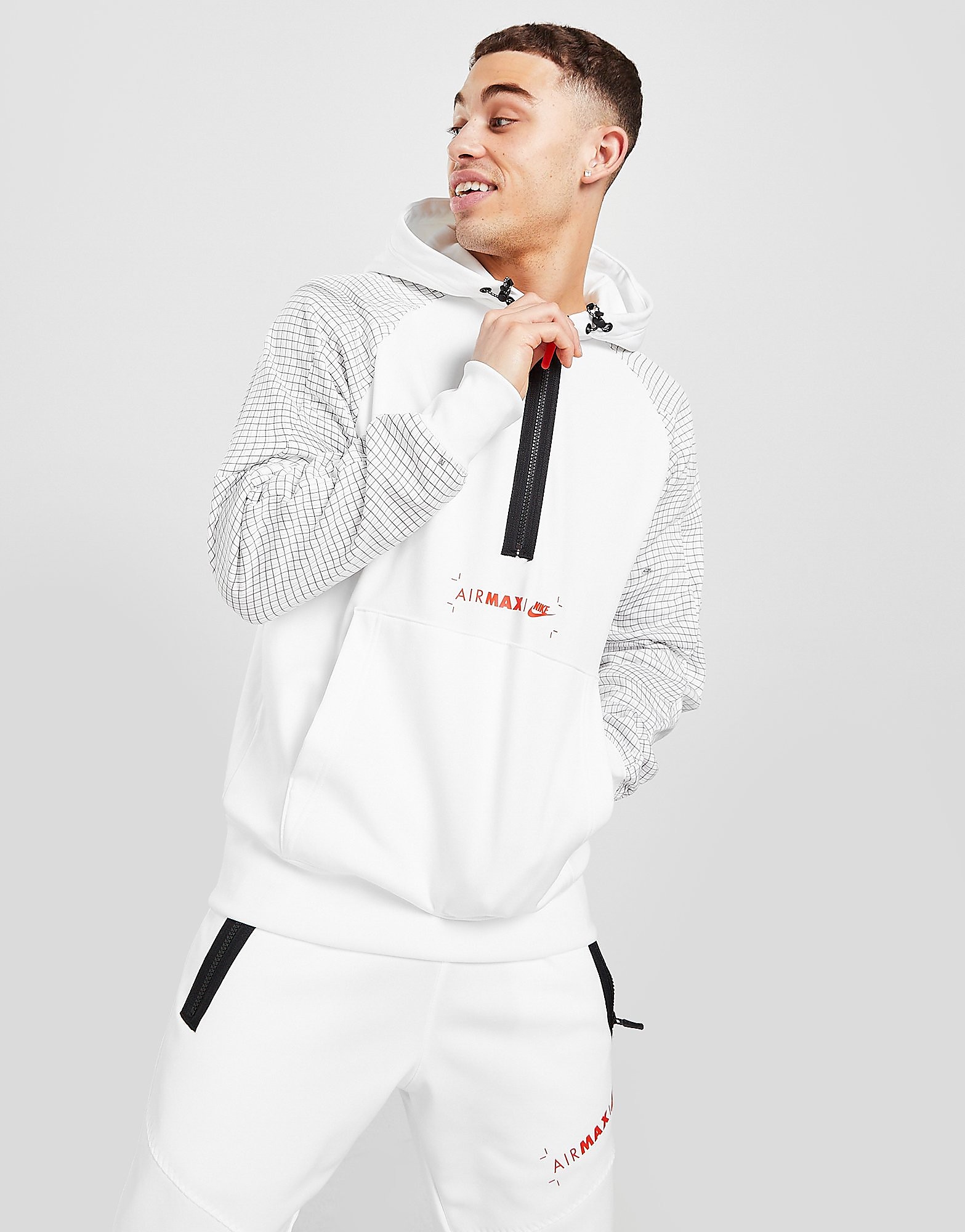 

Nike Air Max 1/4 Zip Fleece Hoodie - Only at JD - White/Black/Black/Team Orange - Mens, White/Black/Black/Team Orange