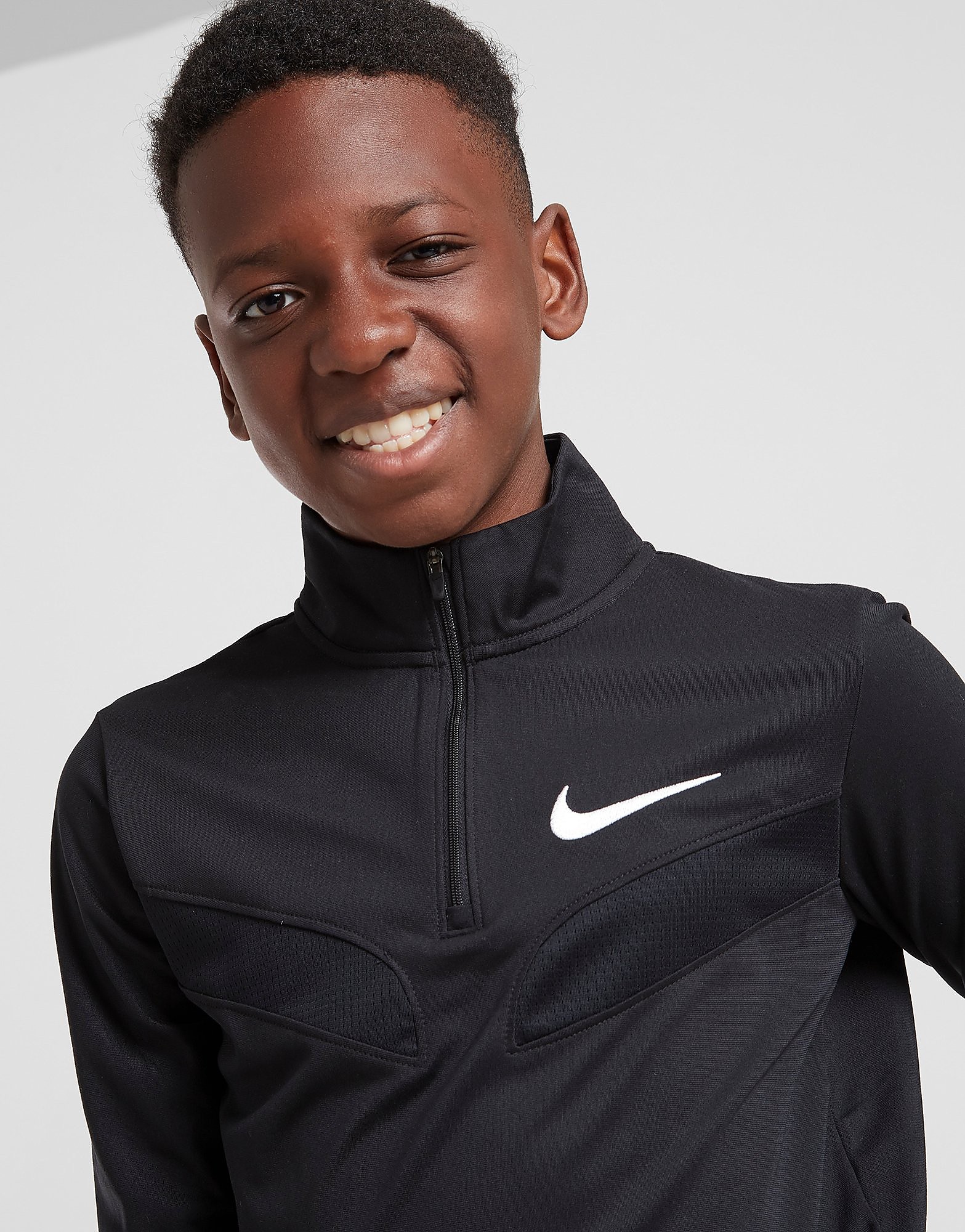 

Nike Poly 1/4 Zip Track Top Junior - Black/Black/White - Kids, Black/Black/White