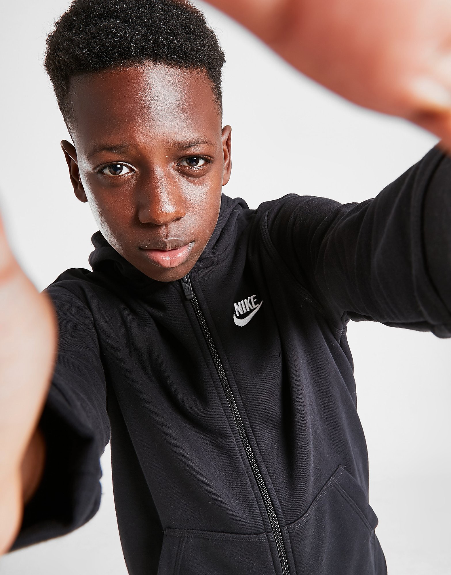 

Nike Sportswear Full Zip Hoodie Junior - Black/Black/White - Kids, Black/Black/White