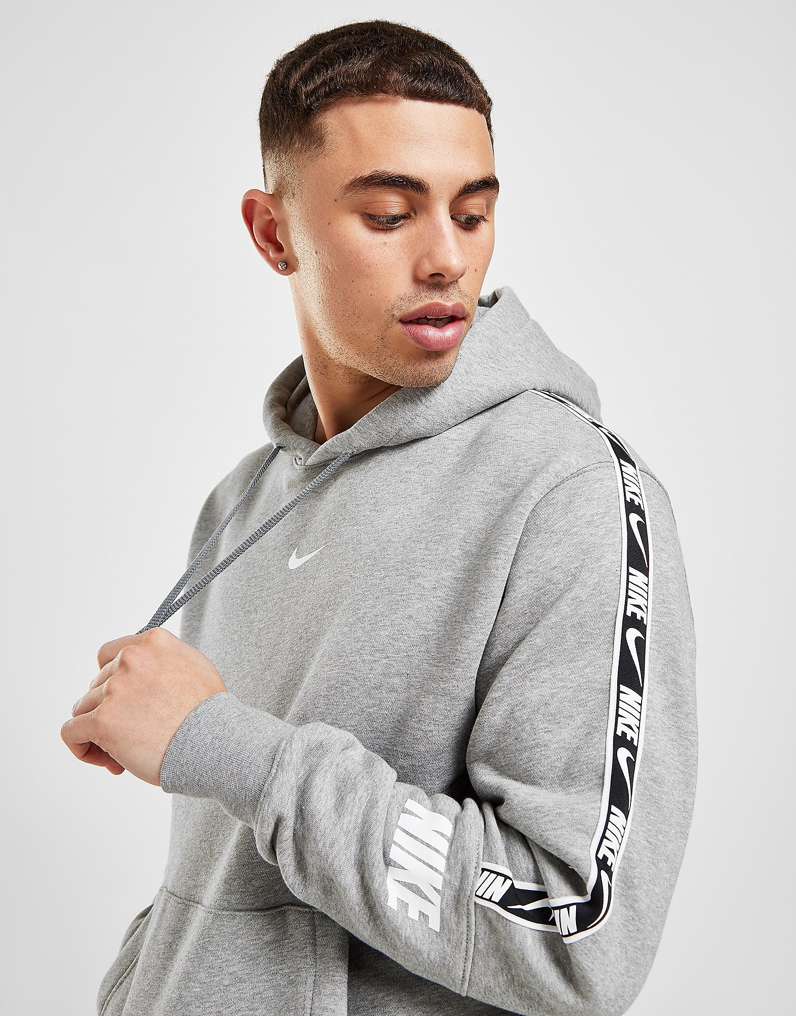 Nike Repeat Overhead Hoodie - Dark Grey/White - Mens, Dark Grey/White