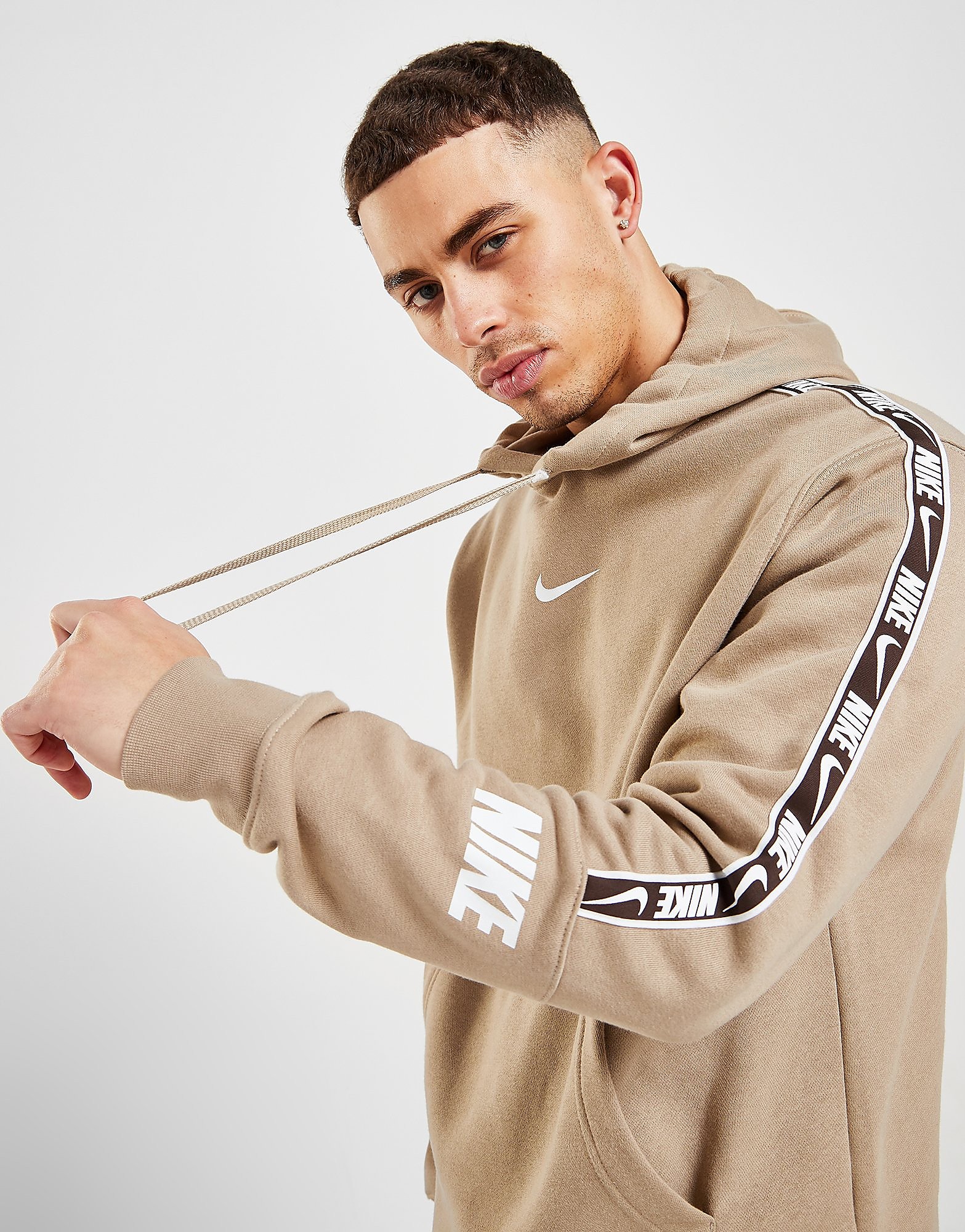

Nike Repeat Overhead Hoodie - Khaki/White - Mens, Khaki/White