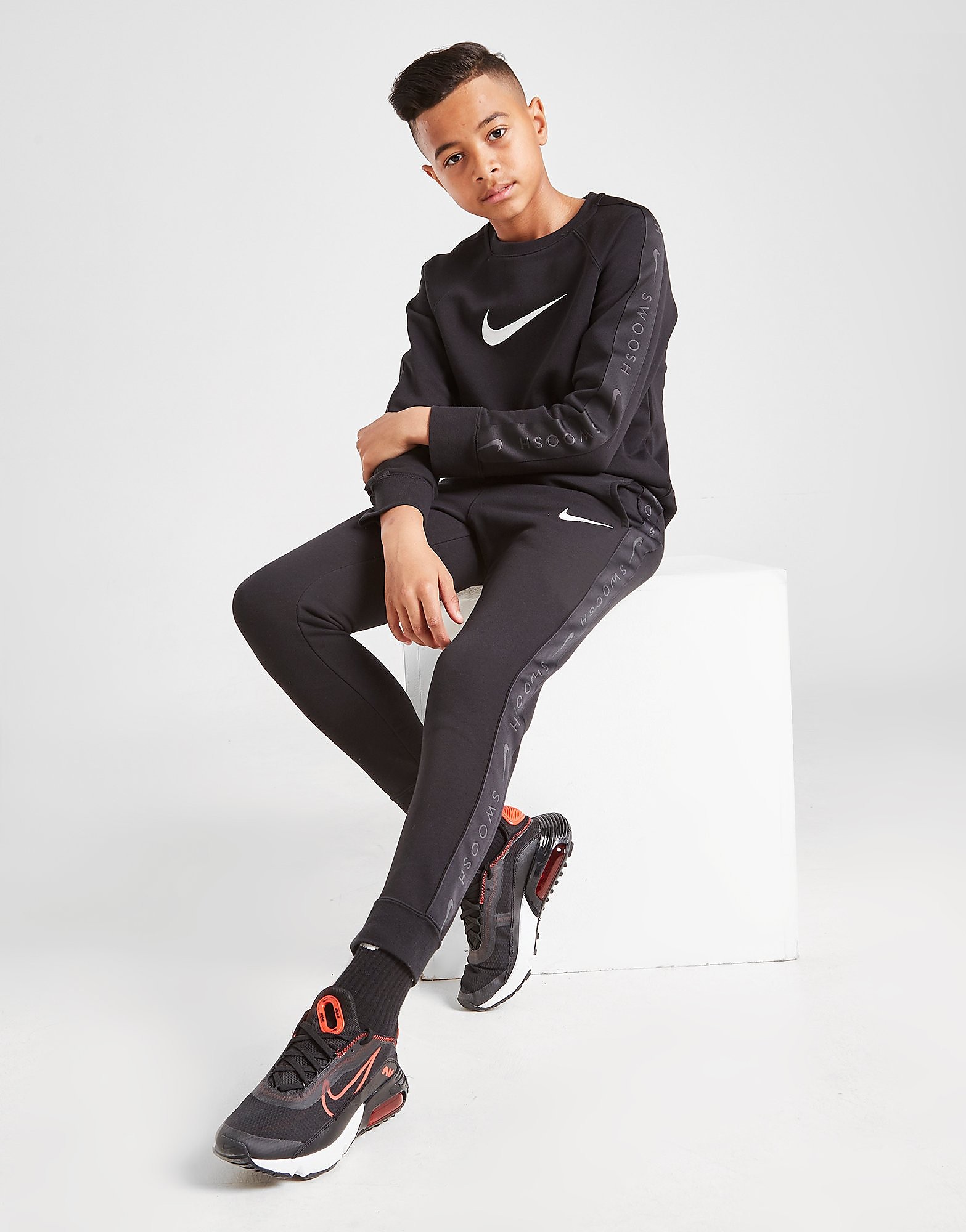 

Nike Swoosh Crew Sweatshirt Junior - Black/Black/White - Kids, Black/Black/White