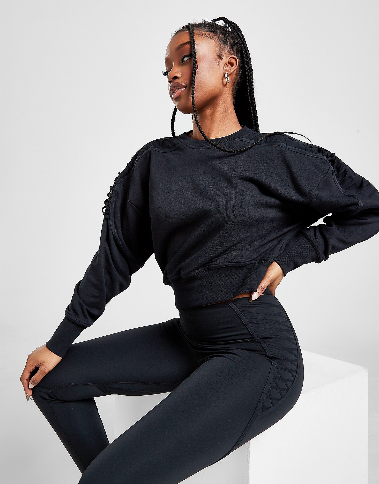 

Nike Training Lace Up Cropped Fleece Crew Sweatshirt - Black/Clear - Womens, Black/Clear