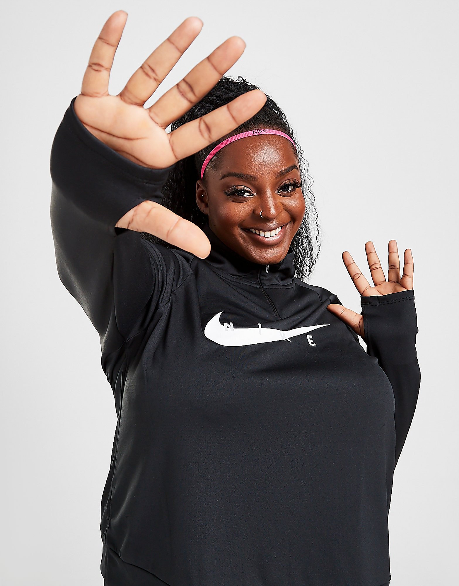 

Nike Running Swoosh Plus Size 1/4 Zip Top - Black/BK/WH - Womens, Black/BK/WH