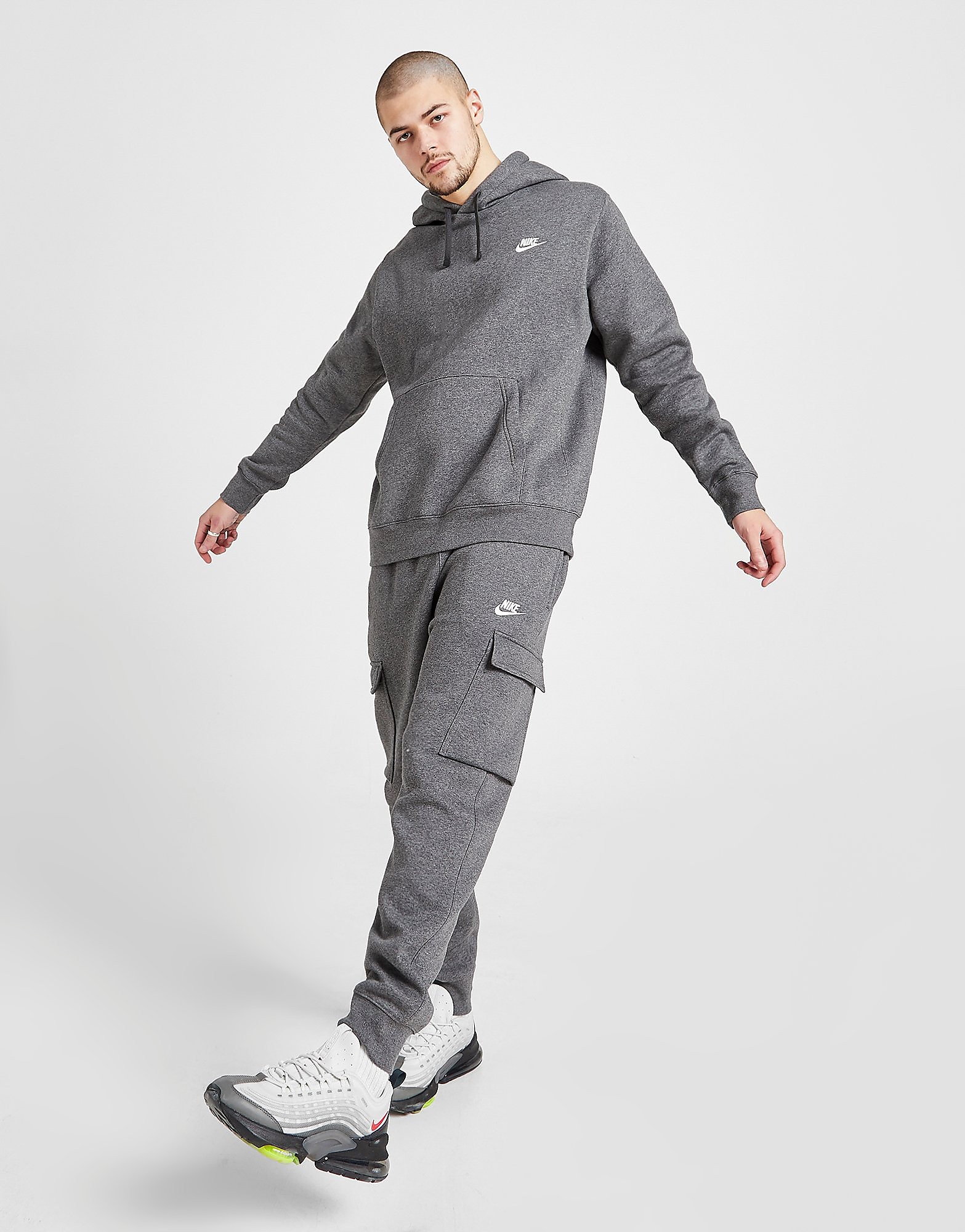 Nike Sportswear Club Fleece Sweatpants - Charcoal Heather/Anthracite/White - Mens, Charcoal Heather/Anthracite/White