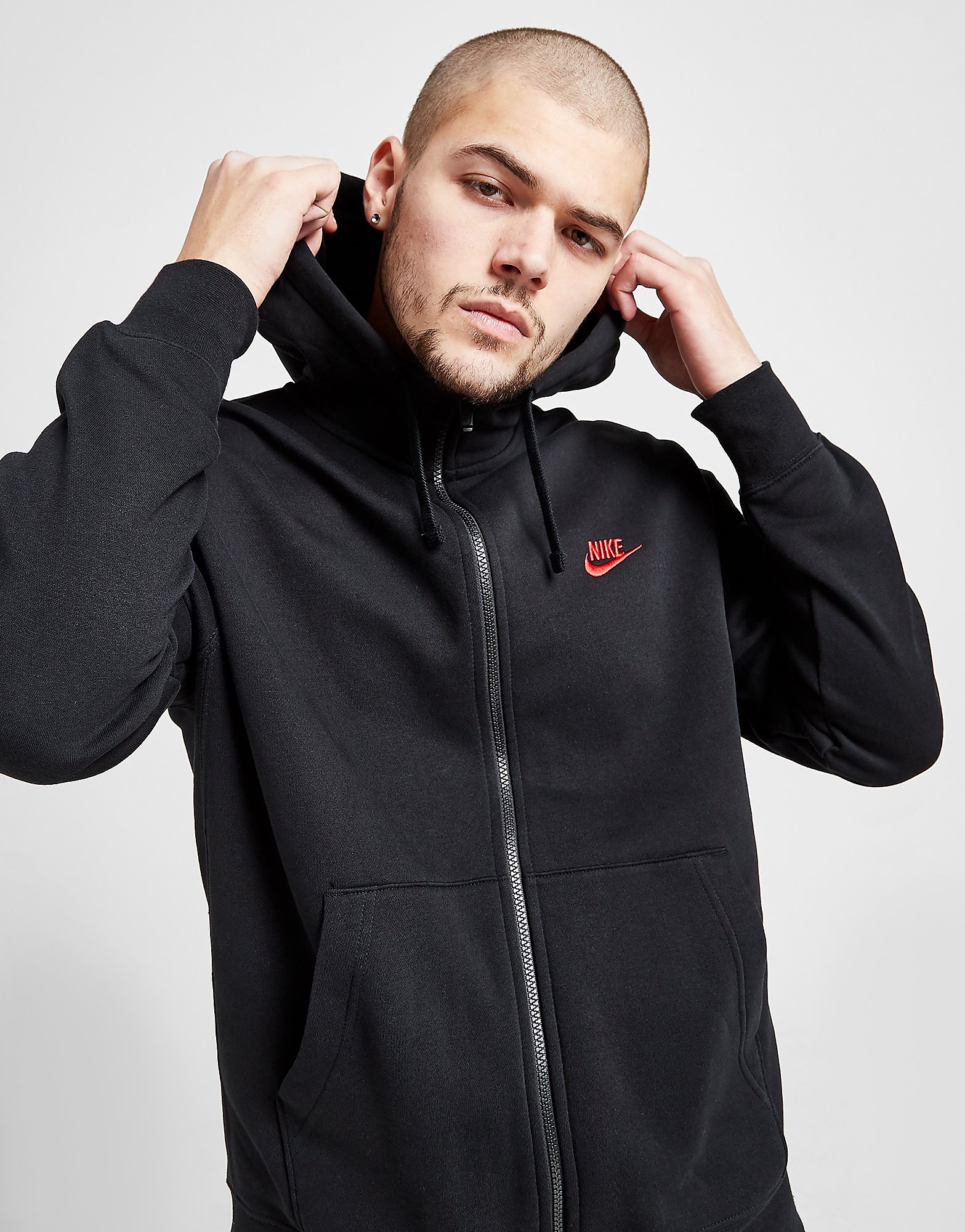 

Nike Sportswear Club Full-Zip Hoodie - Only at JD - Black/Red - Mens, Black/Red