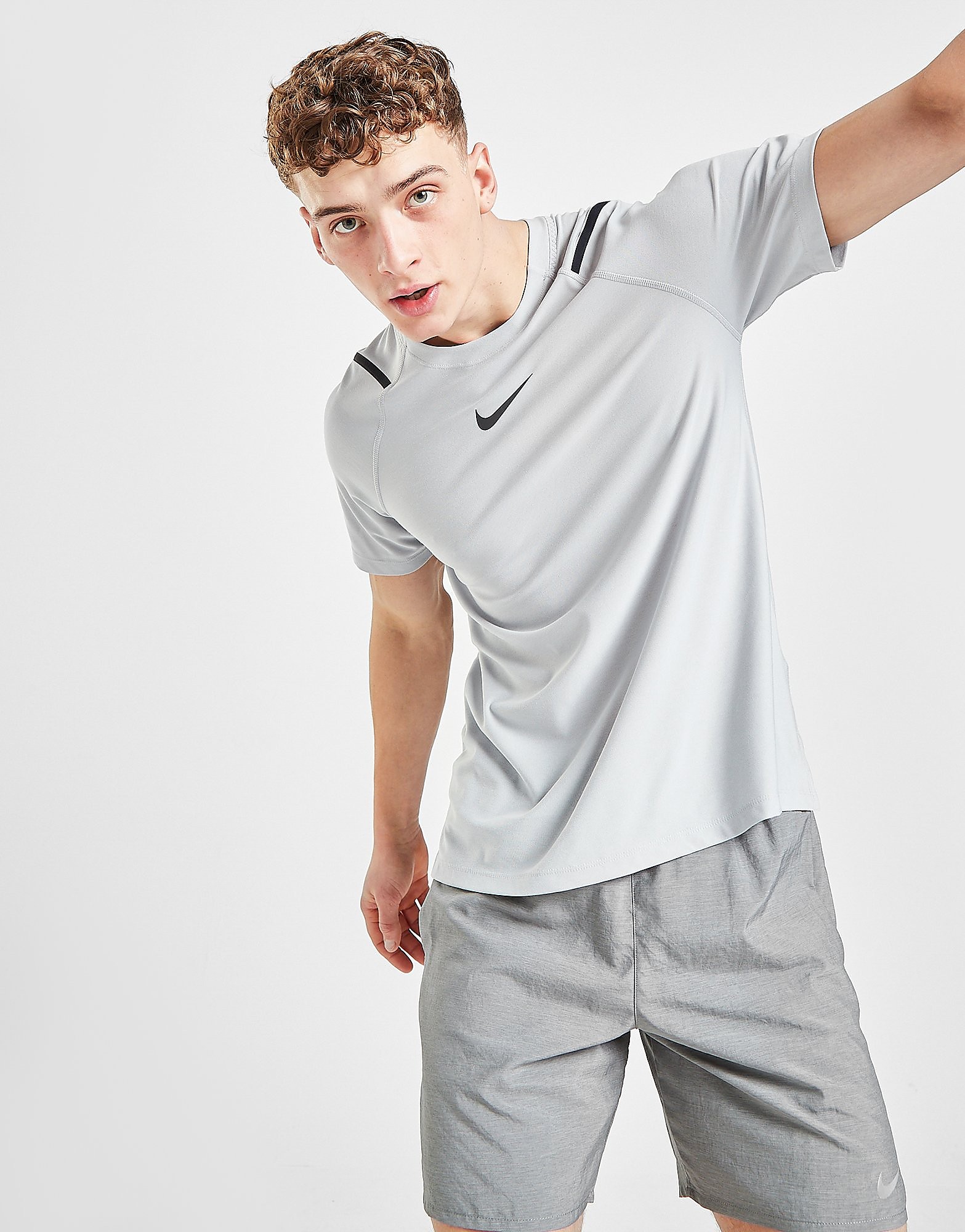 Nike Pro T-Shirt - Light Smoke Grey/Heather/Black - Mens, Light Smoke Grey/Heather/Black