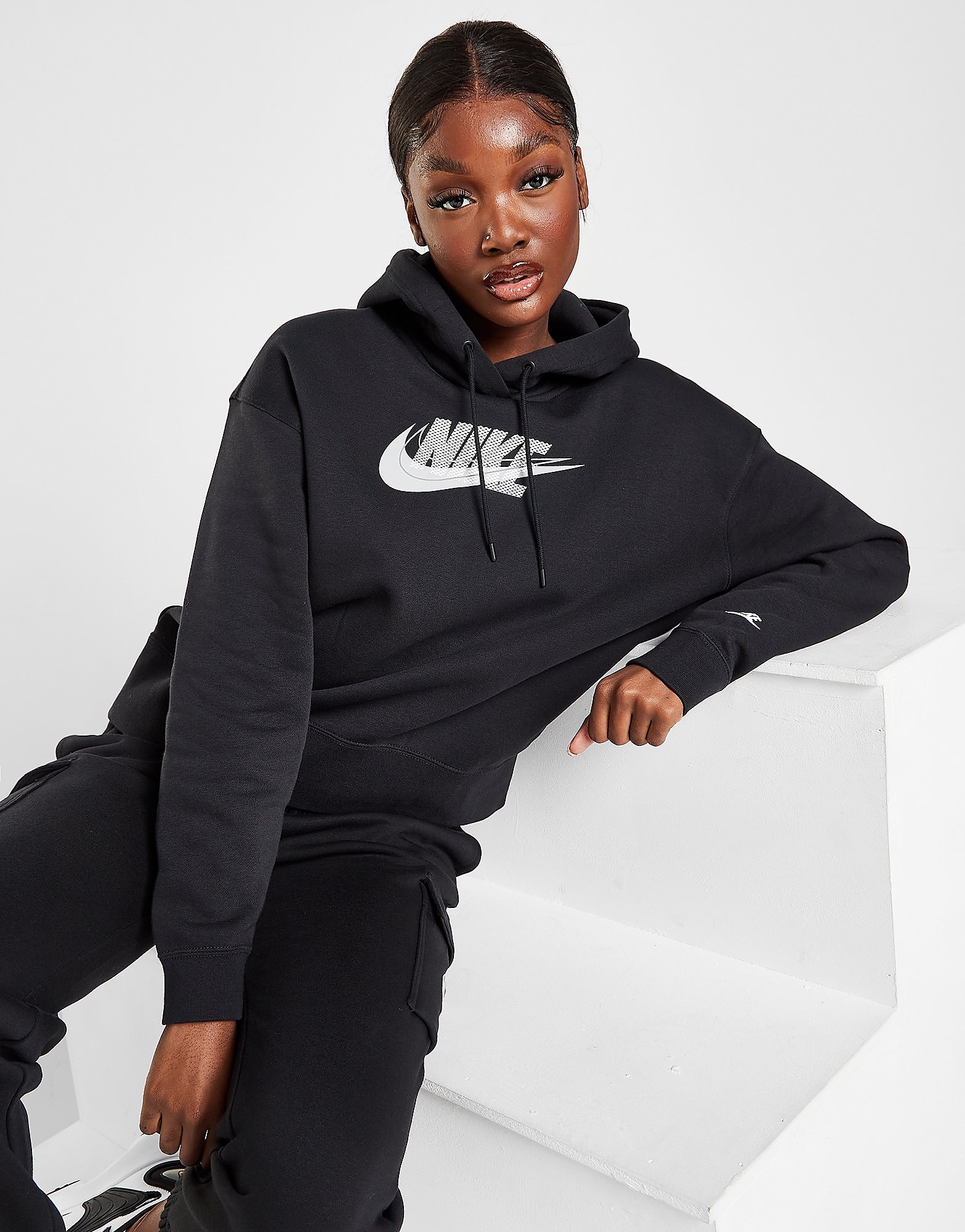 

Nike Double Futura Overhead Hoodie - Only at JD - Black - Womens, Black