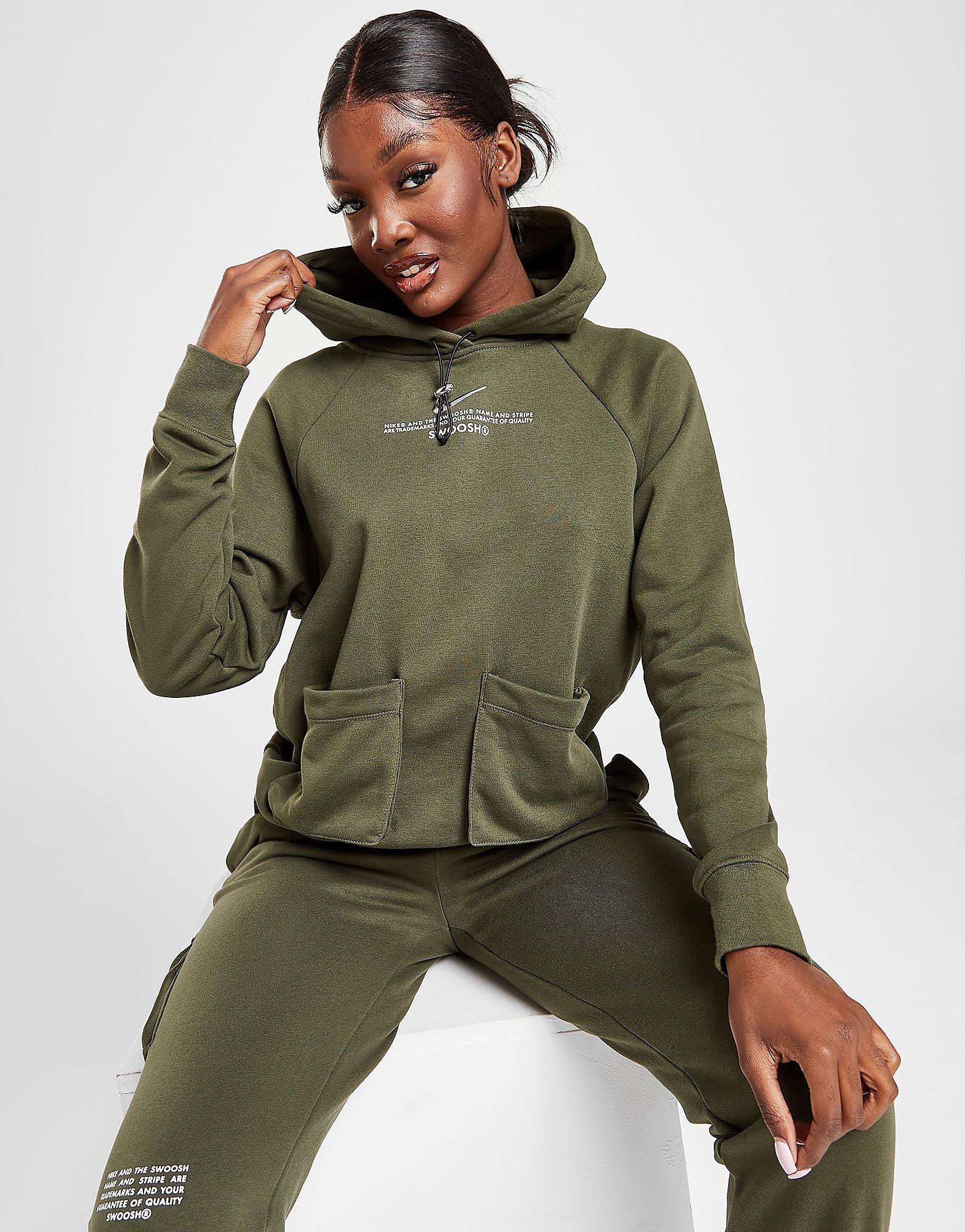 

Nike Swoosh Utility Hoodie - Only at JD - Cargo Khaki/White - Womens, Cargo Khaki/White