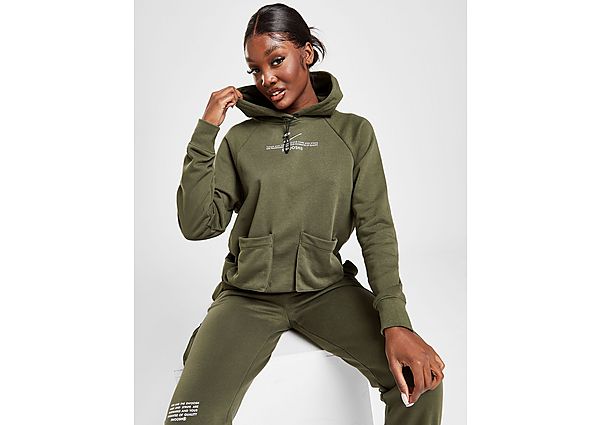 Nike Sweat à capuche en molleton Nike Sportswear Swoosh pour Femme - Cargo Khaki/White, Cargo Khaki/