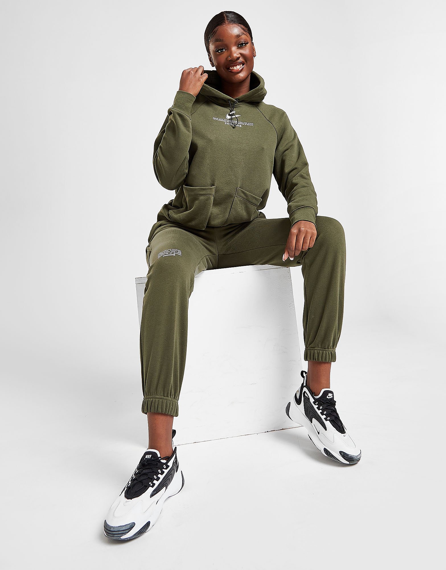 Nike Swoosh Utility Joggers - Only at JD - Cargo Khaki/White - Womens, Cargo Khaki/White