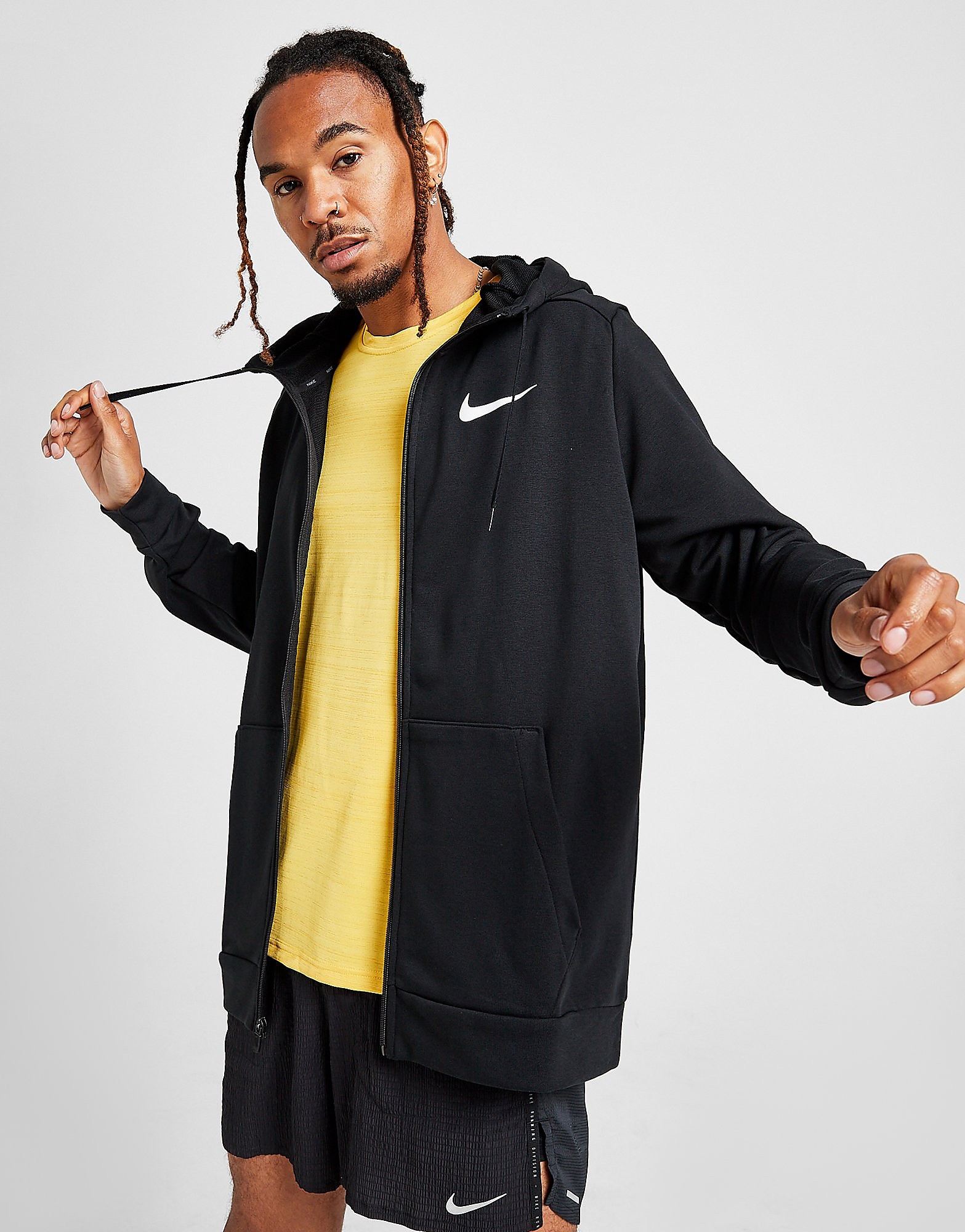 

Nike Dri-FIT Full Zip Training Hoodie - Black/White - Mens, Black/White