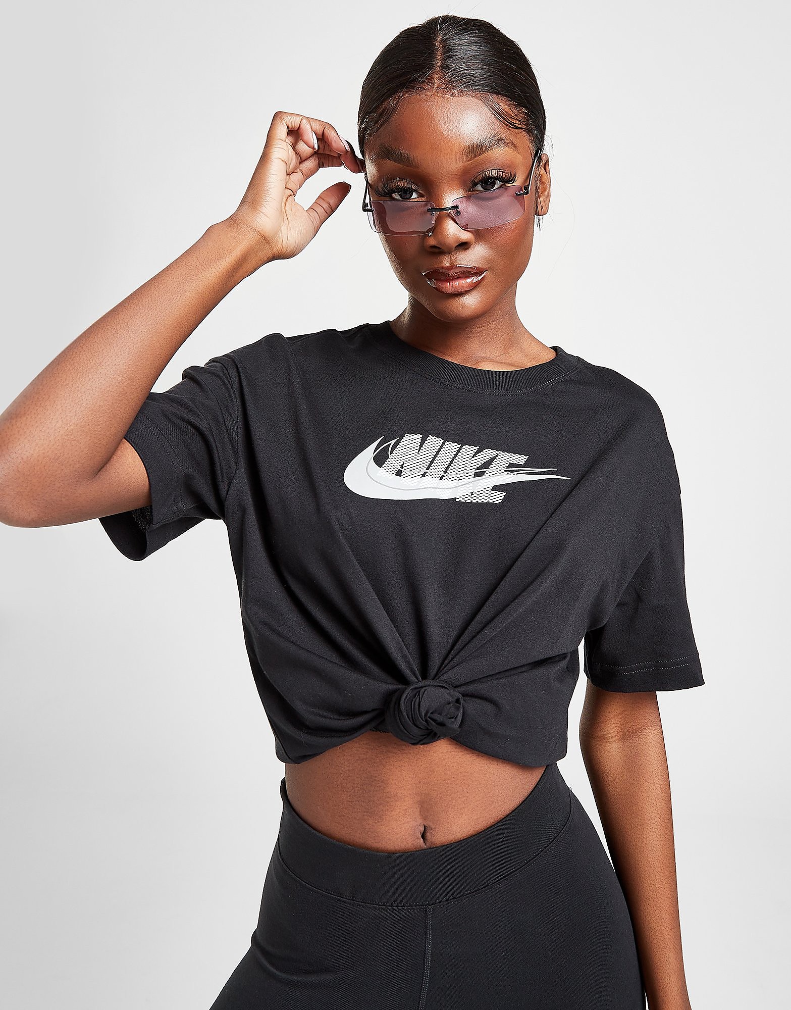 

Nike Double Futura T-Shirt - Black - Womens, Black