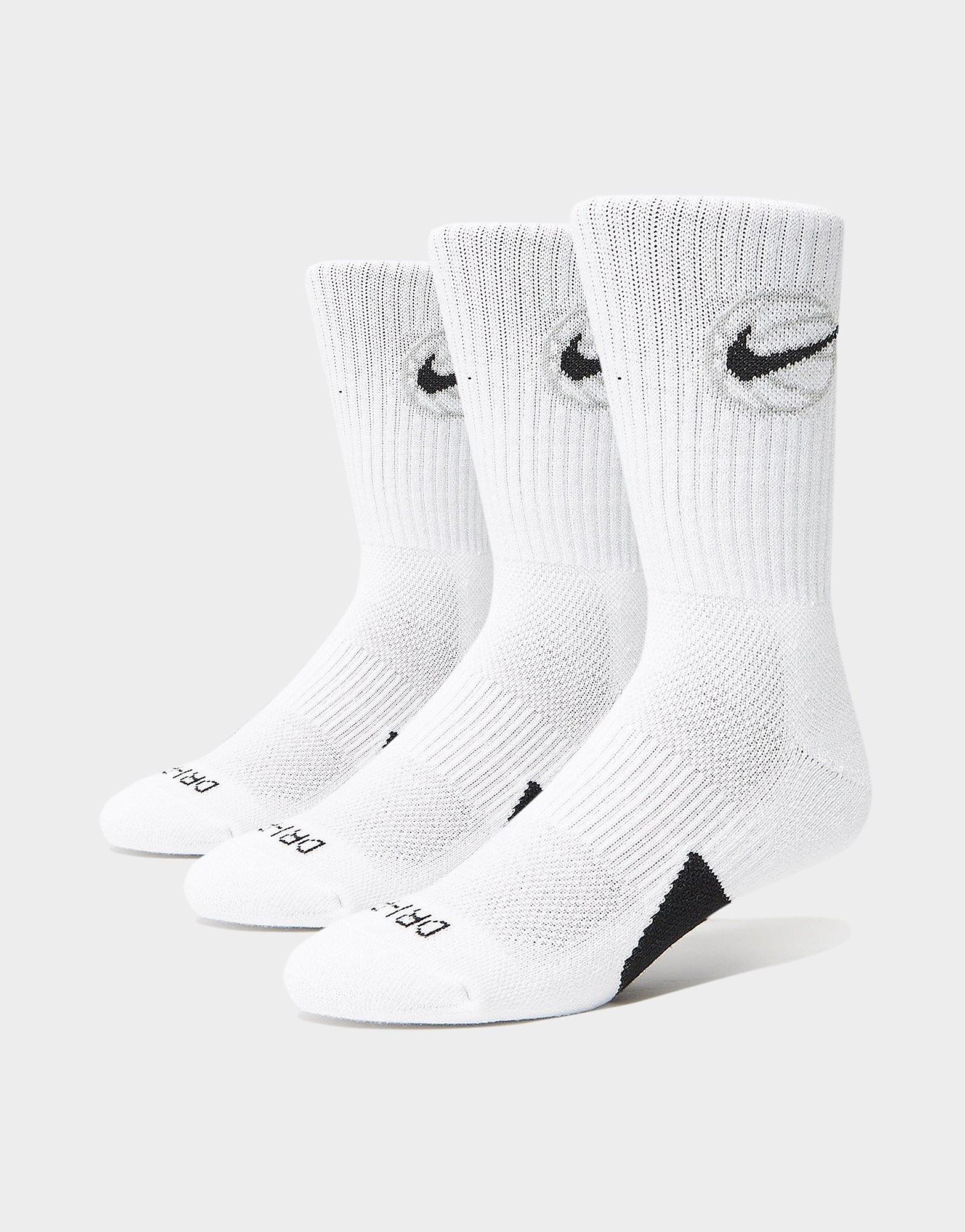 

Nike Everyday Crew 3 Pack Basketball Socks - White/Black - Mens, White/Black