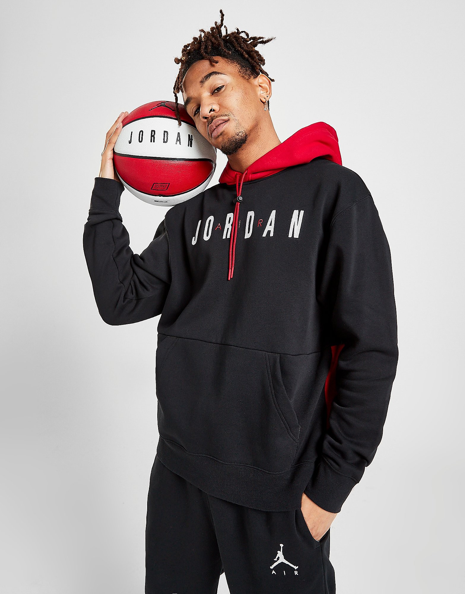 

Jordan Jumpman Air Graphic Fleece Pullover Hoodie - Black/Red - Mens, Black/Red