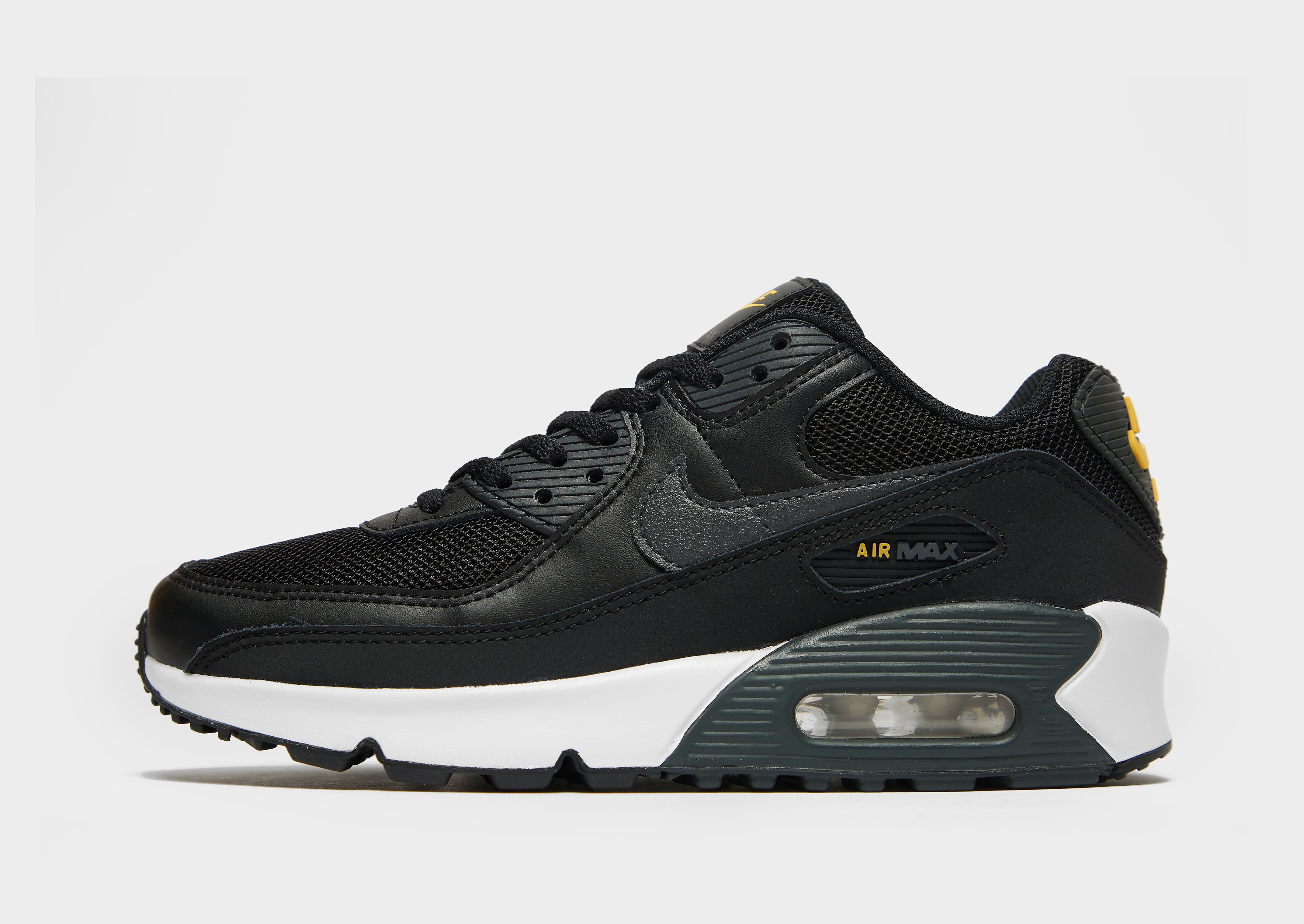 

Nike Air Max 90 Leather Junior - Only at JD - Black/University Gold/White/Dark Smoke Grey/Gold - Kids, Black/University Gold/White/Dark Smoke Grey/Gold