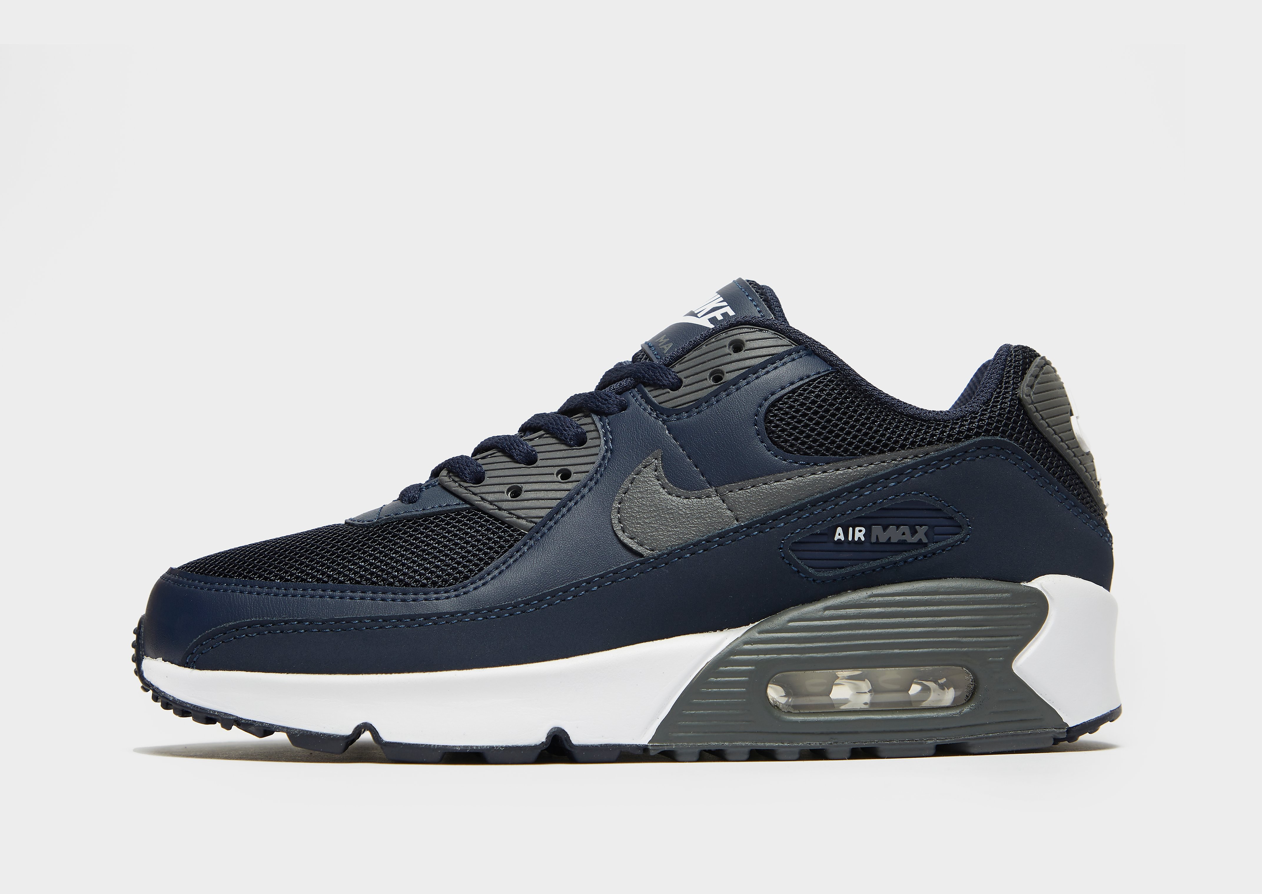 

Nike Air Max 90 Leather Junior - Only at JD - Obsidian/White/Iron Grey - Kids, Obsidian/White/Iron Grey
