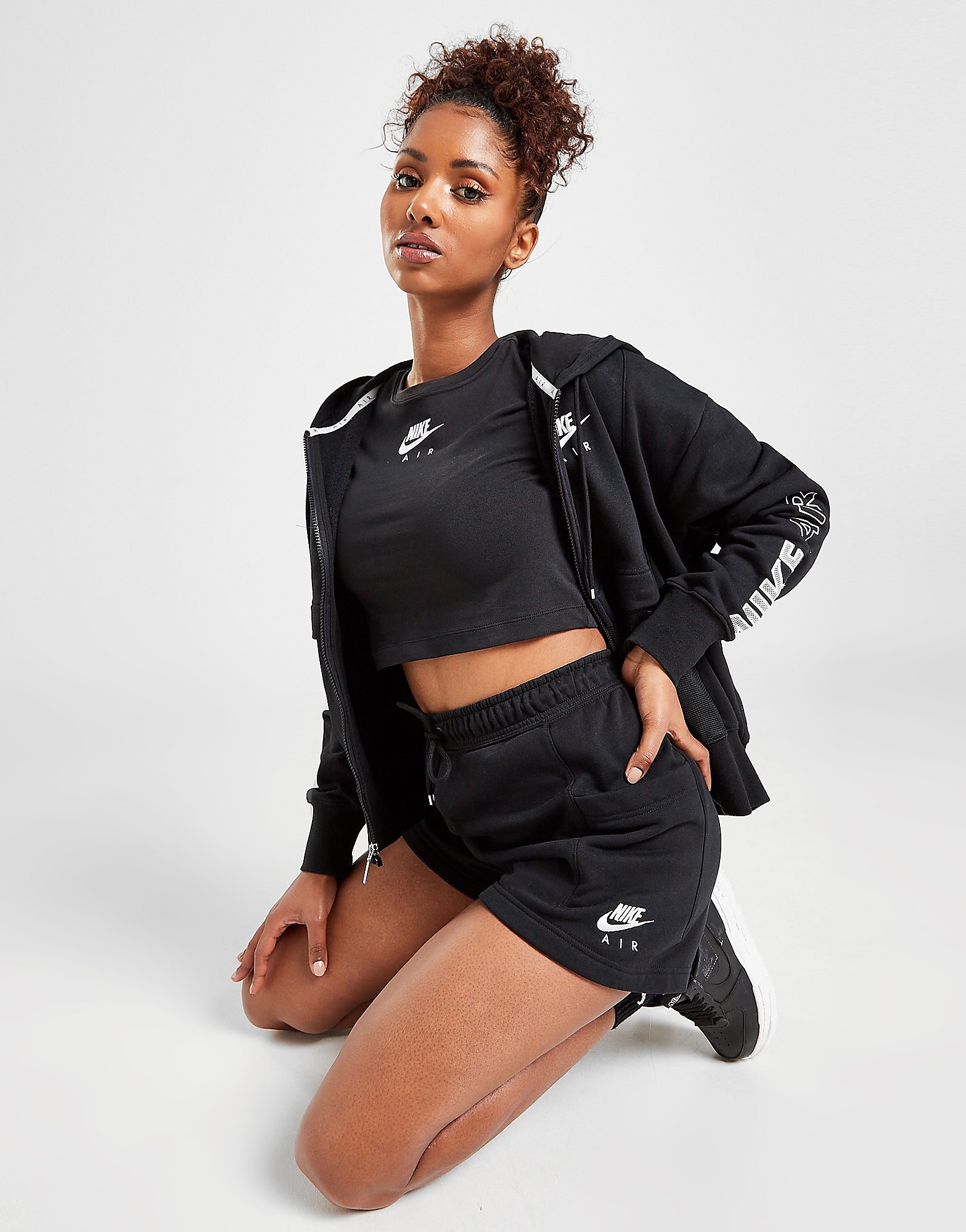 

Nike Air Fleece Shorts - Black/White - Womens, Black/White