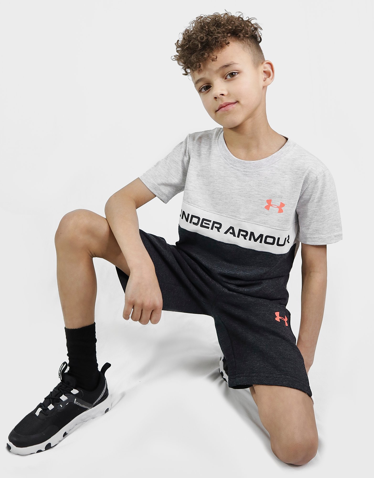 

Under Armour Colour Block Panel T-Shirt/Shorts Set Children - Only at JD - Grey - Kids, Grey