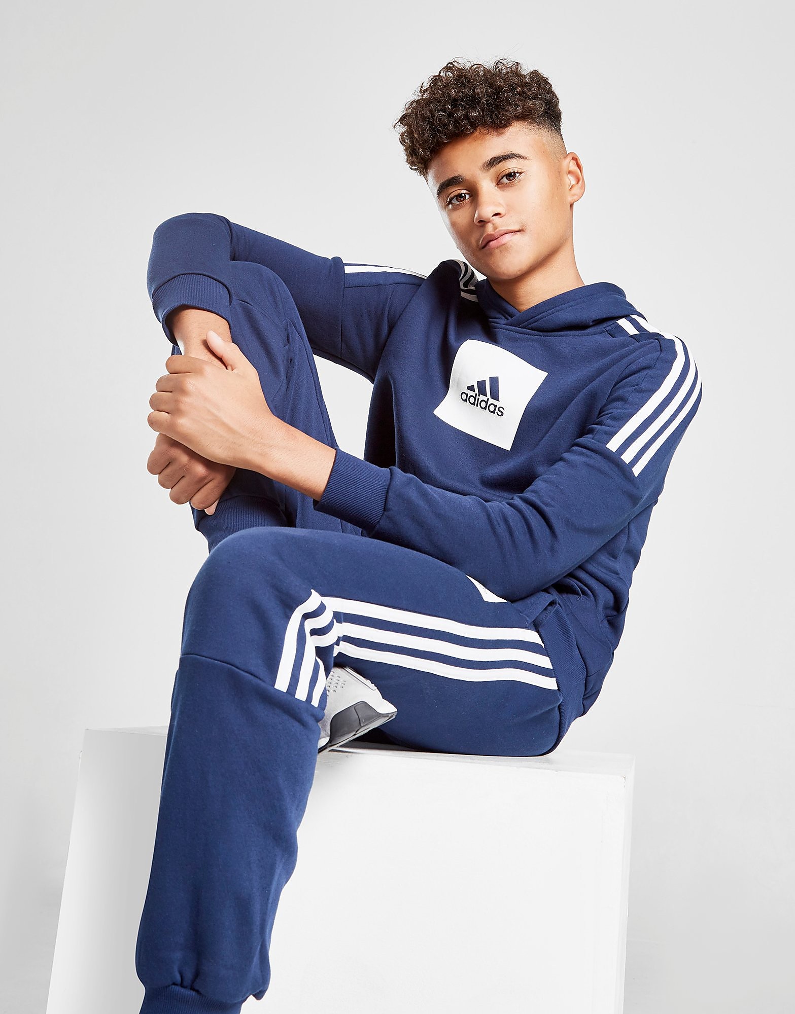 

adidas Badge of Sport Overhead Hoodie Junior - Blue - Kids, Blue