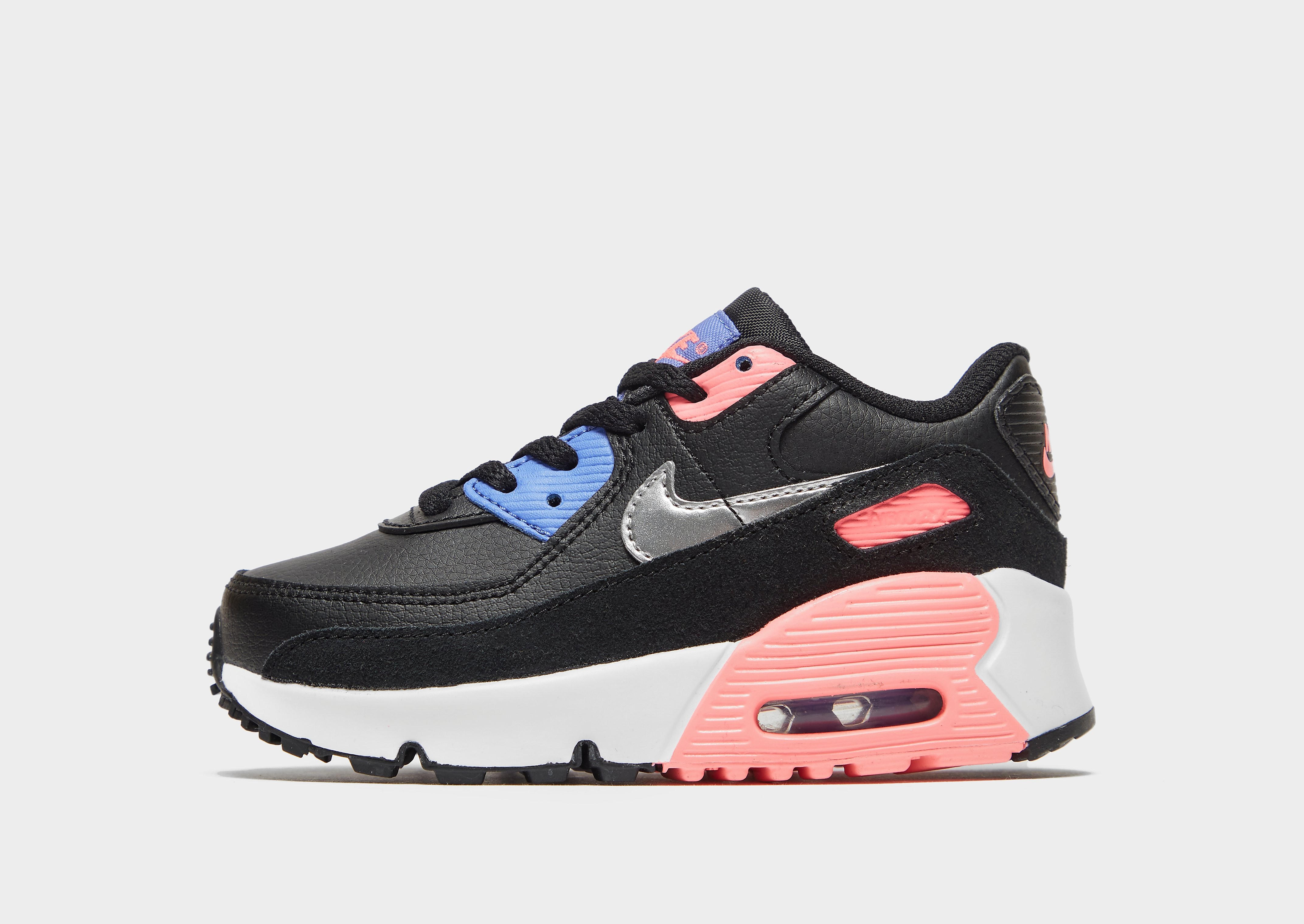 

Nike Air Max 90 Leather Infant - Black/Sunset Pulse/Sapphire/Metallic Silver - Kids, Black/Sunset Pulse/Sapphire/Metallic Silver