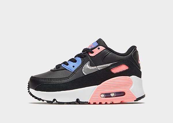 Nike Baskets Air Max 90 Leather Bébé - Black/Sunset Pulse/Sapphire/Metallic Silver, Black/Sunset Pul