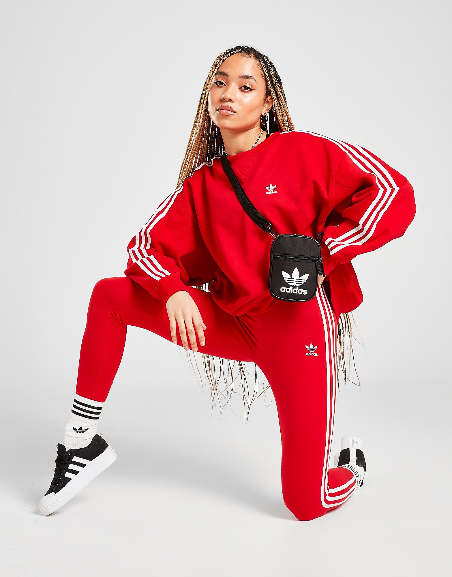 

adidas Originals 3-Stripes Leggings - Scarlet/White - Womens, Scarlet/White