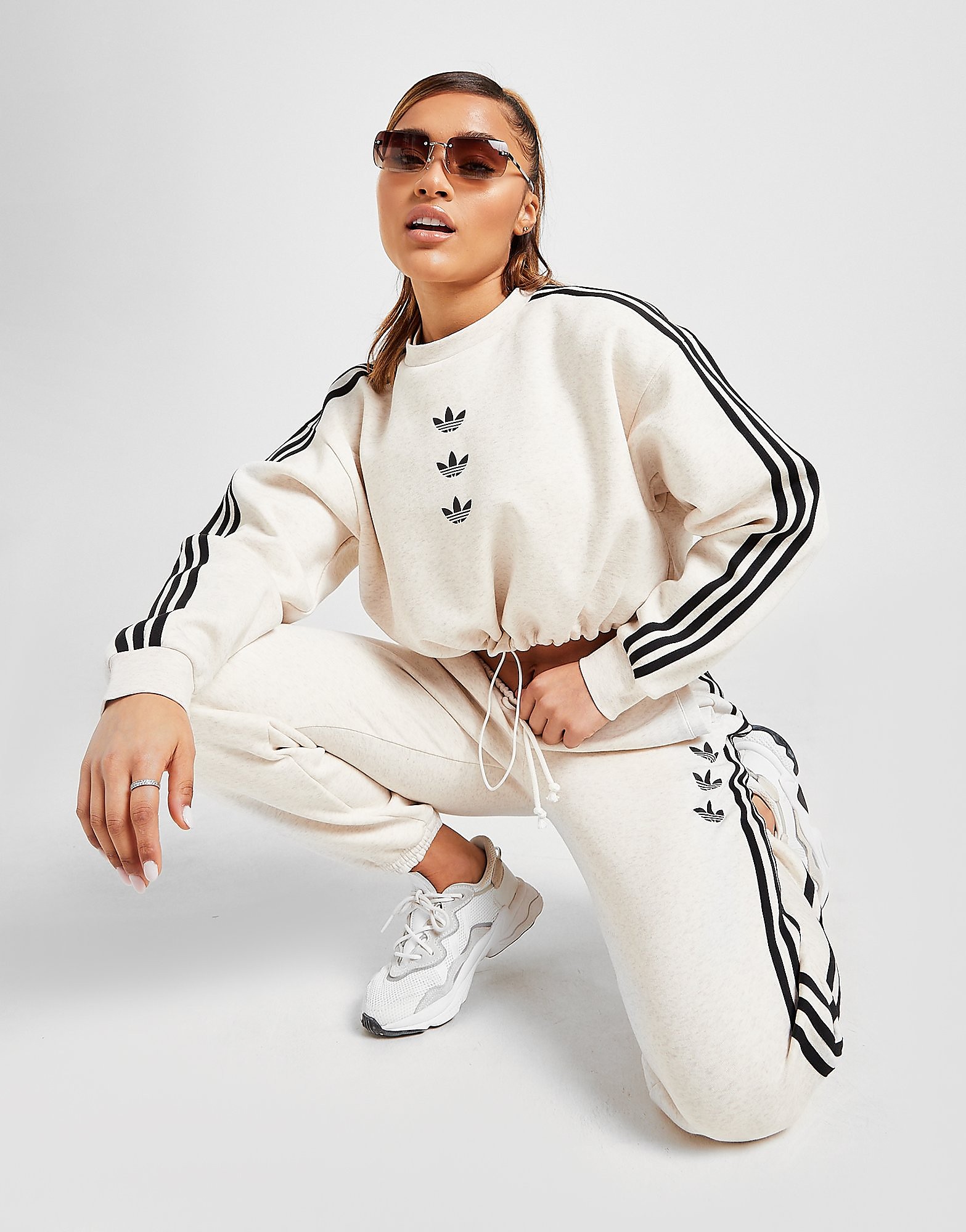 

adidas Originals 3-Stripes Repeat Trefoil Joggers - Only at JD - Beige - Womens, Beige