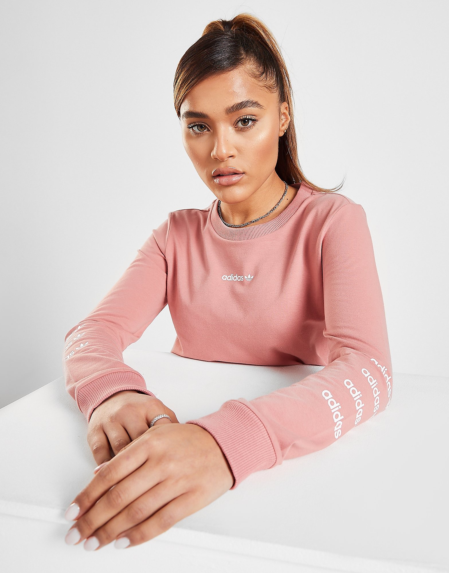 adidas Originals Repeat Linear Long Sleeve T-Shirt - Only at JD - Pink - Womens, Pink