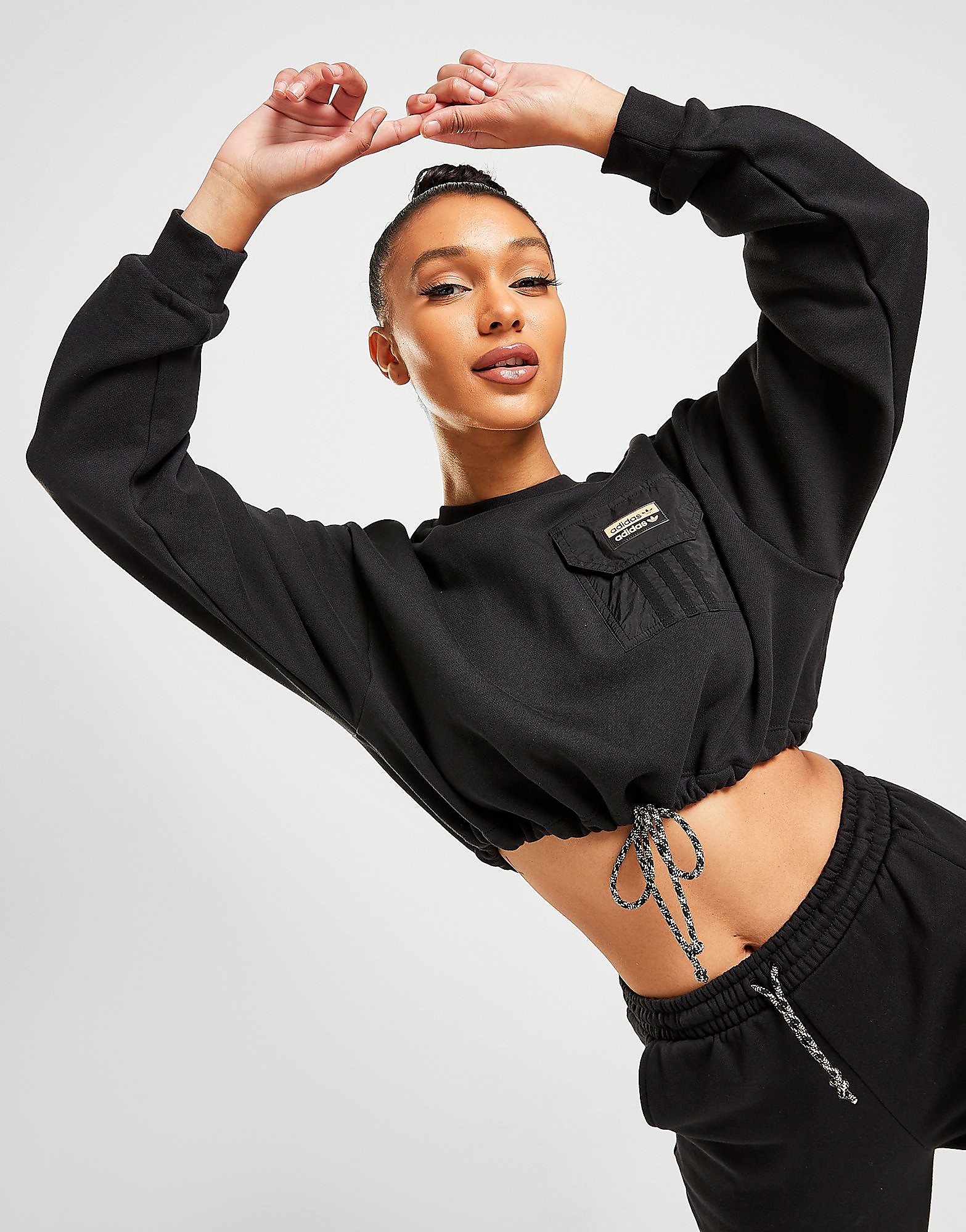 

adidas Originals R.Y.V Utility Crop Crew Sweatshirt - Only at JD - Black - Womens, Black