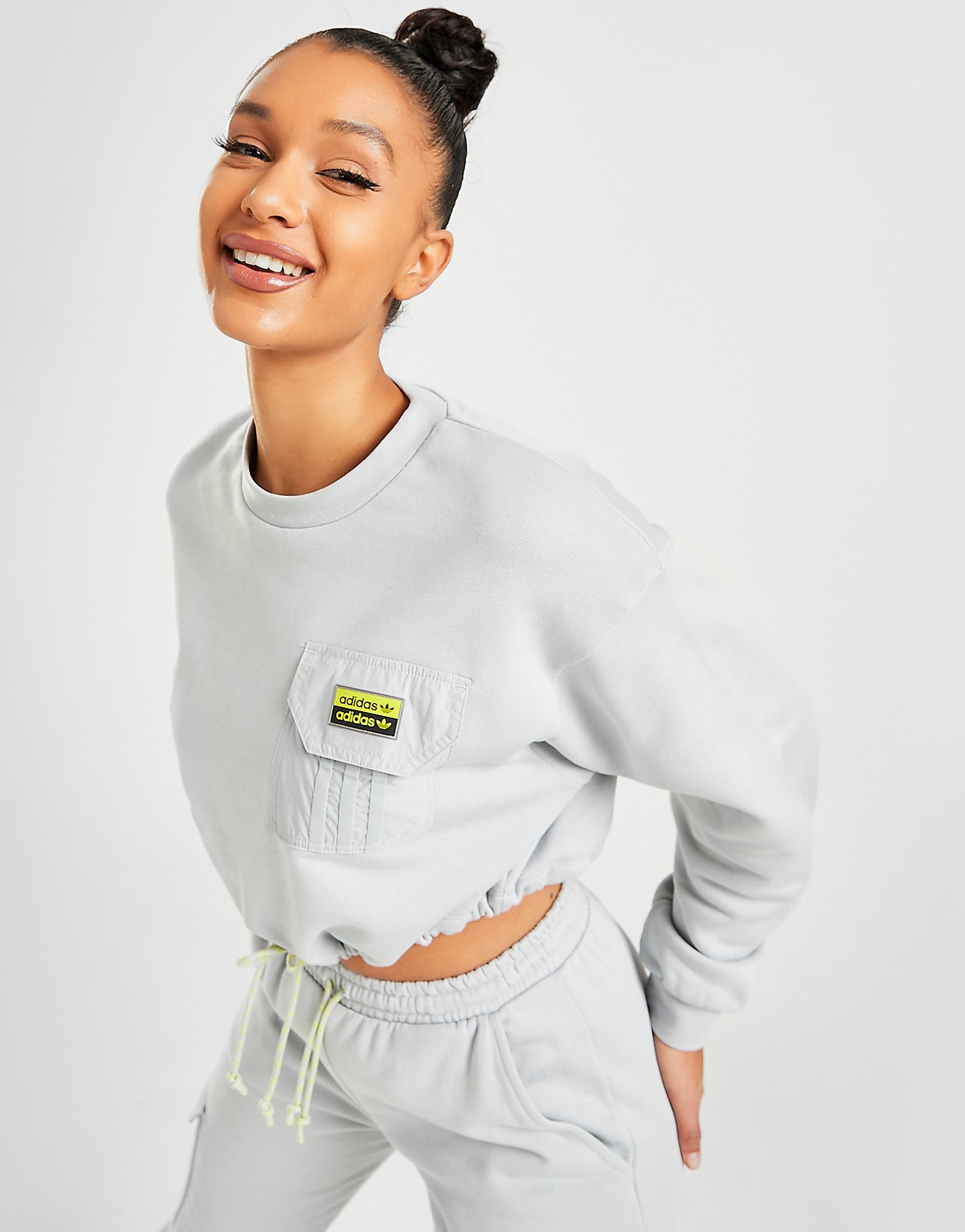 

adidas Originals R.Y.V Utility Crop Crew Sweatshirt - Only at JD - Grey - Womens, Grey