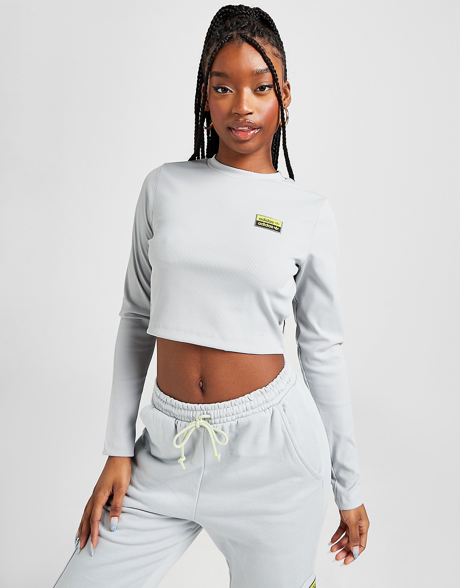 

adidas Originals R.Y.V Utility Long Sleeve Crop T-Shirt - Only at JD - Grey - Womens, Grey