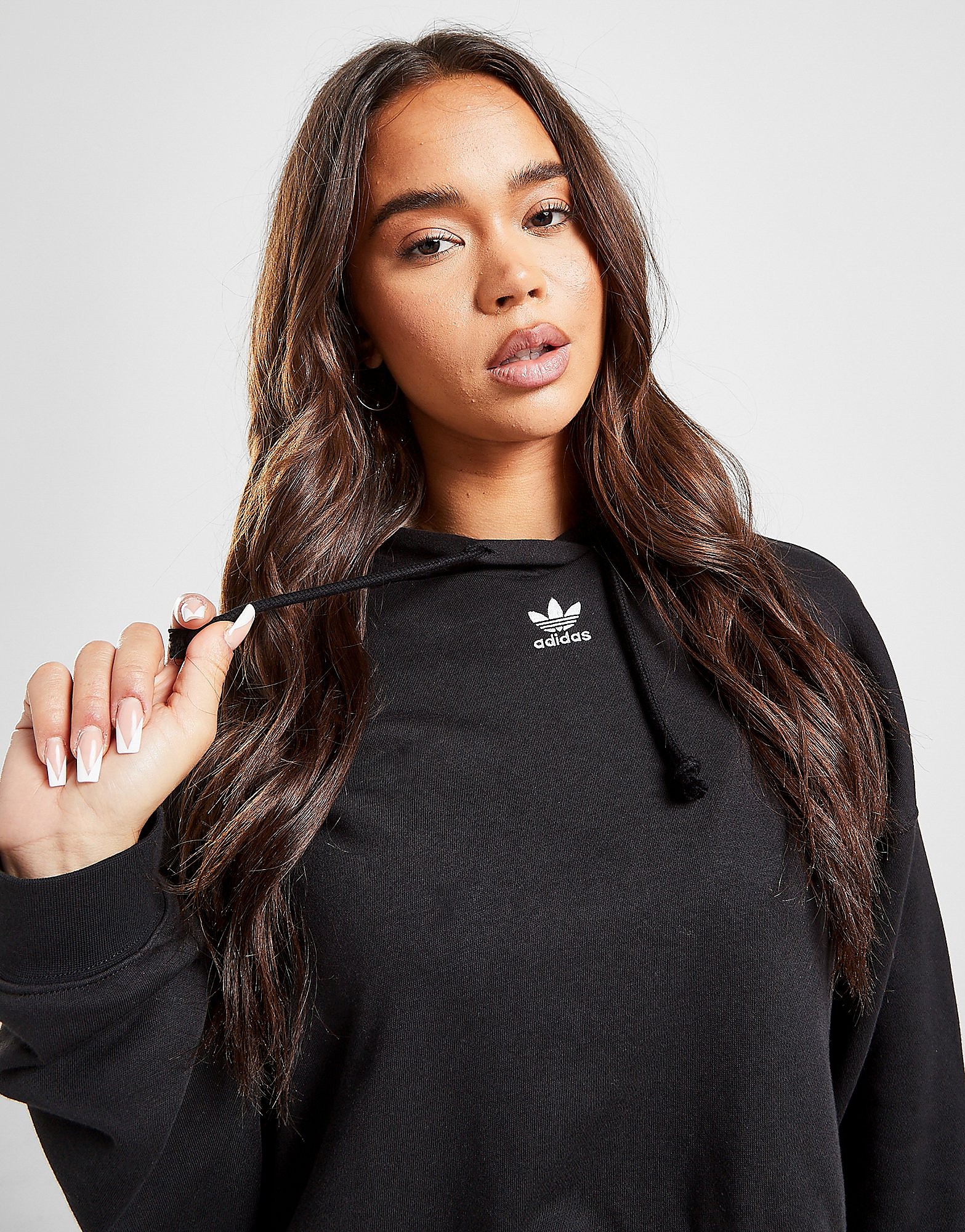 

adidas Originals Essential Crop Hoodie - Black/Black - Womens, Black/Black